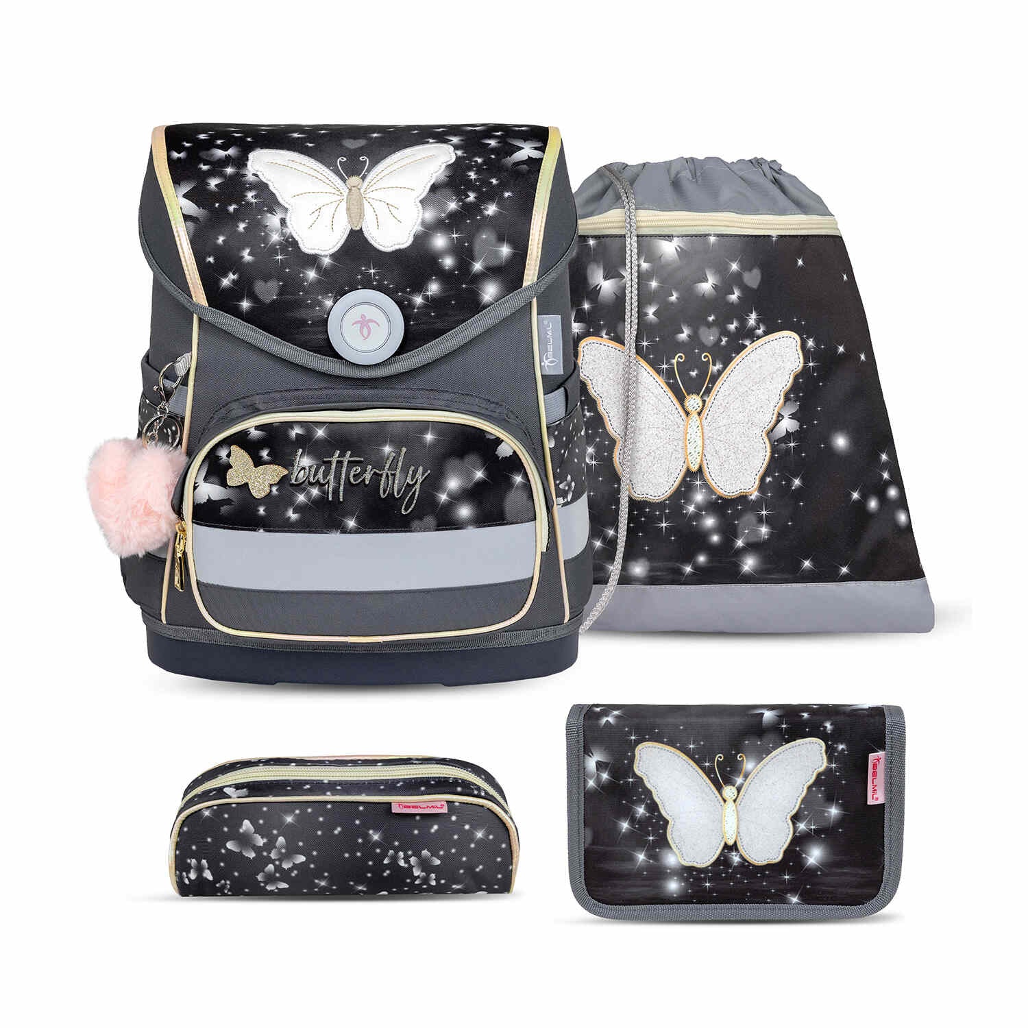 Compact Amazing Butterfly schoolbag set 4 pcs