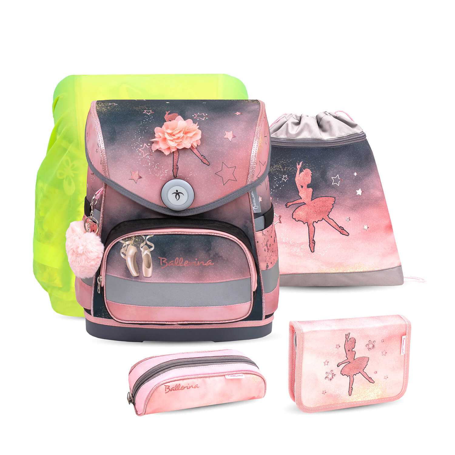 Compact Ballerina Black Pink schoolbag set 5 pcs