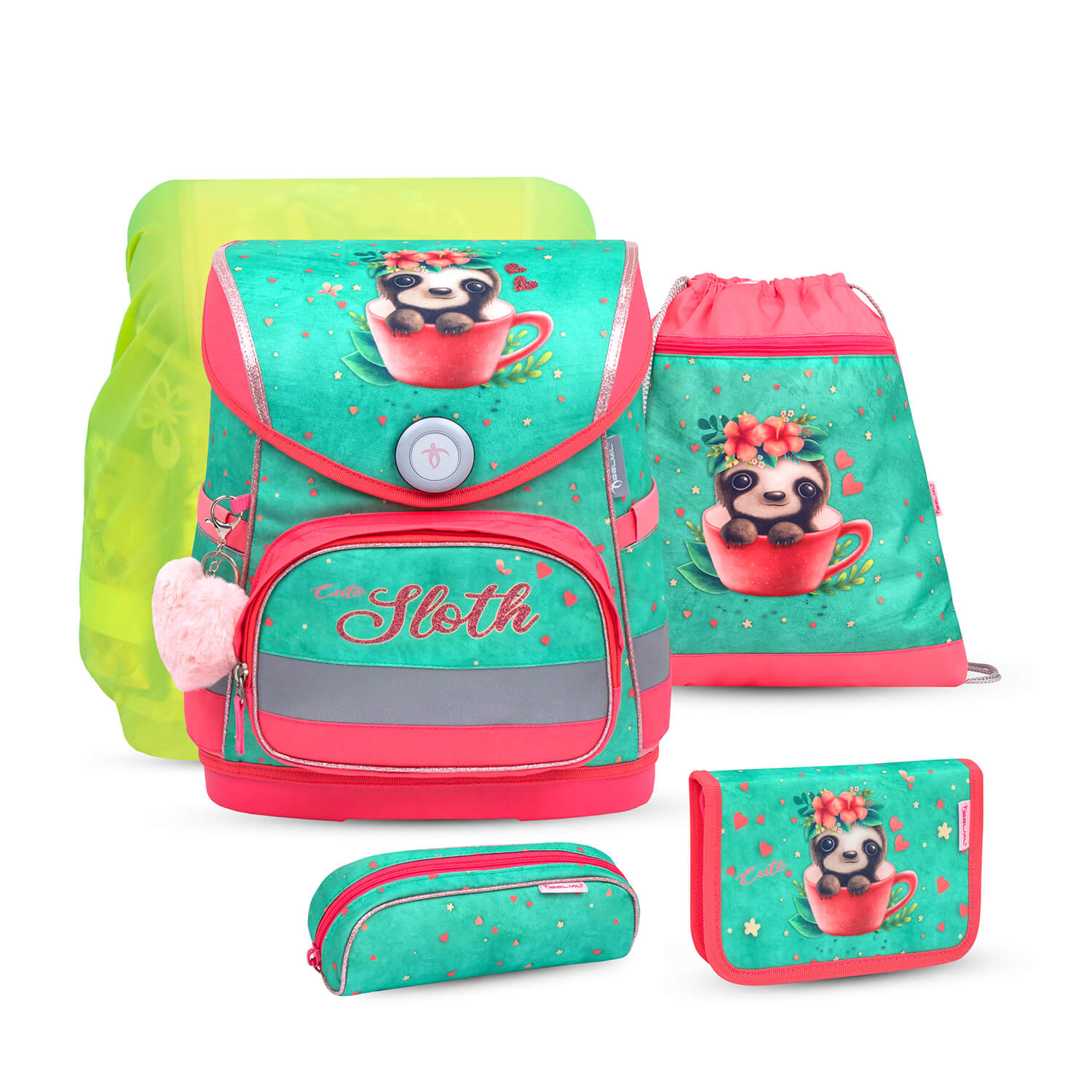 Compact Cute Sloth schoolbag set 5 pcs
