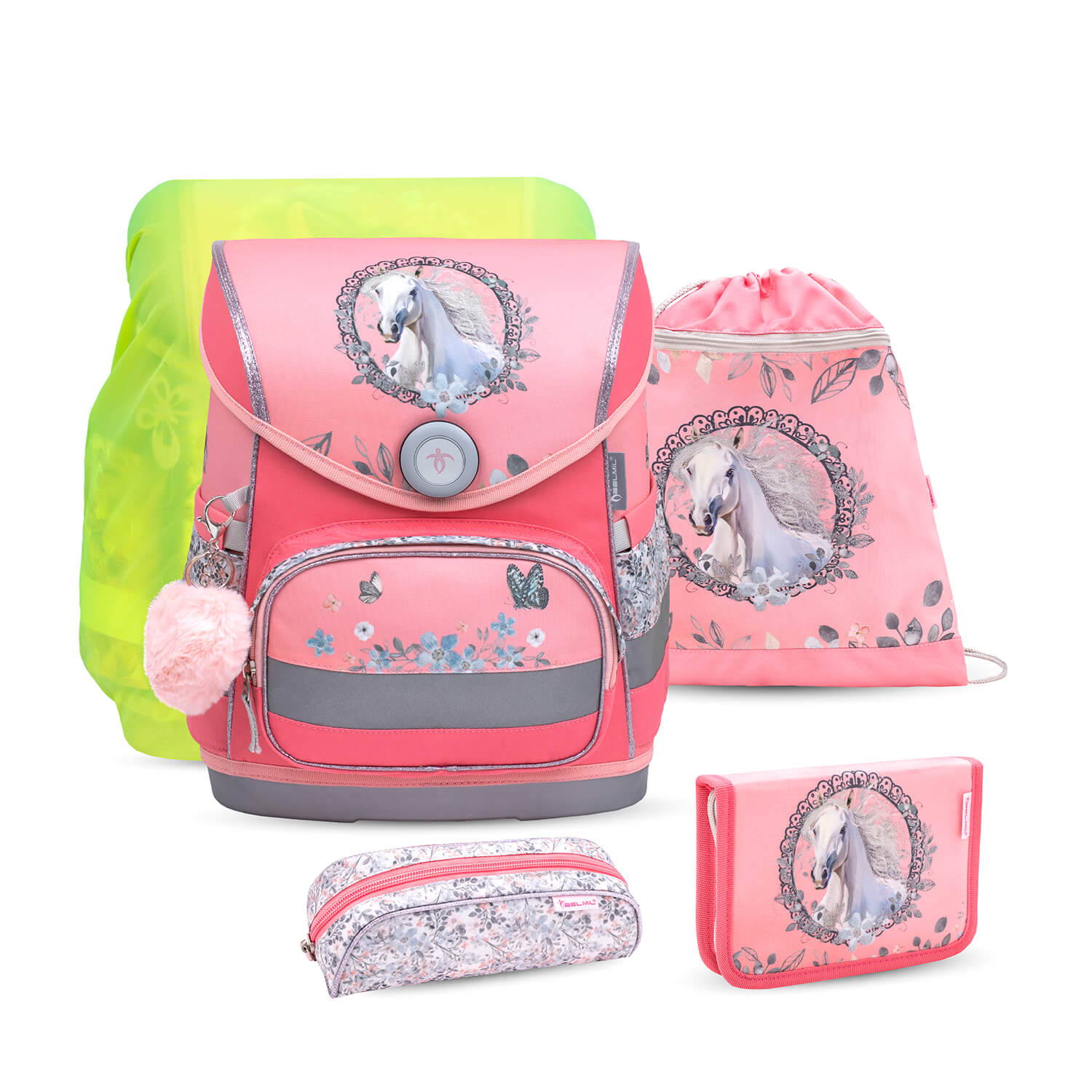 Compact Horse Snowflake schoolbag set 5 pcs