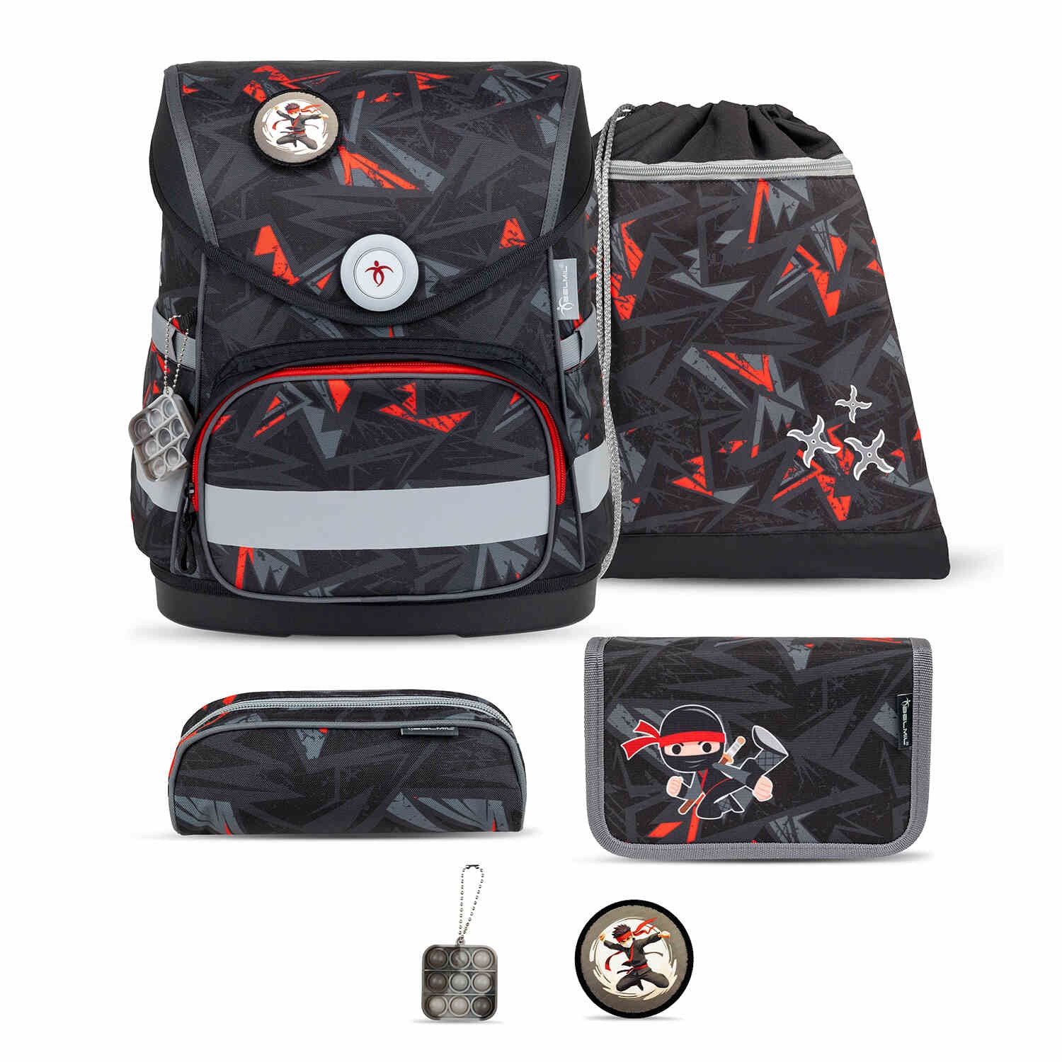 Compact Ninja schoolbag set 5 pcs.