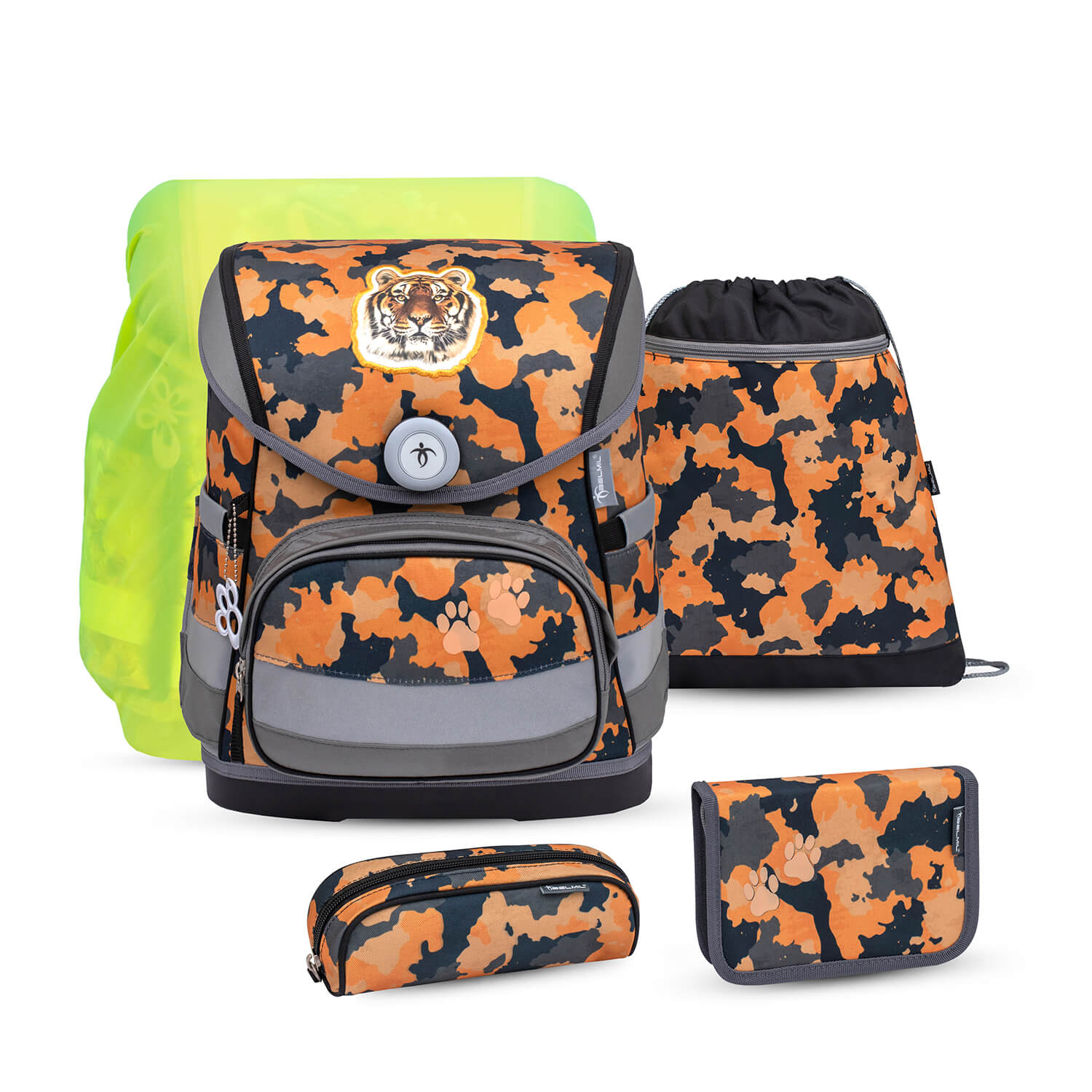 Compact Orange Camouflage schoolbag set 5 pcs