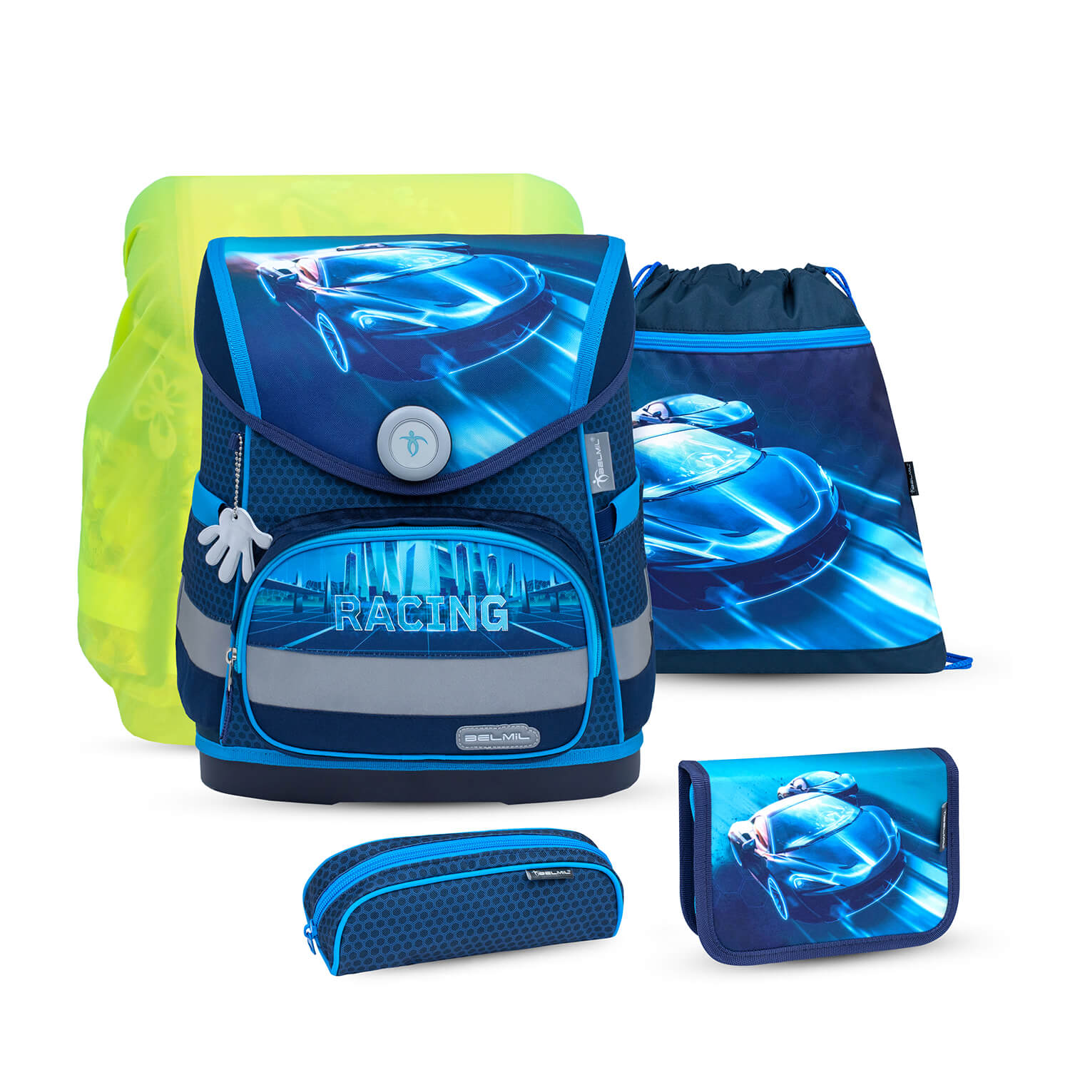 Compact Racing Blue Neon schoolbag set 5 pcs