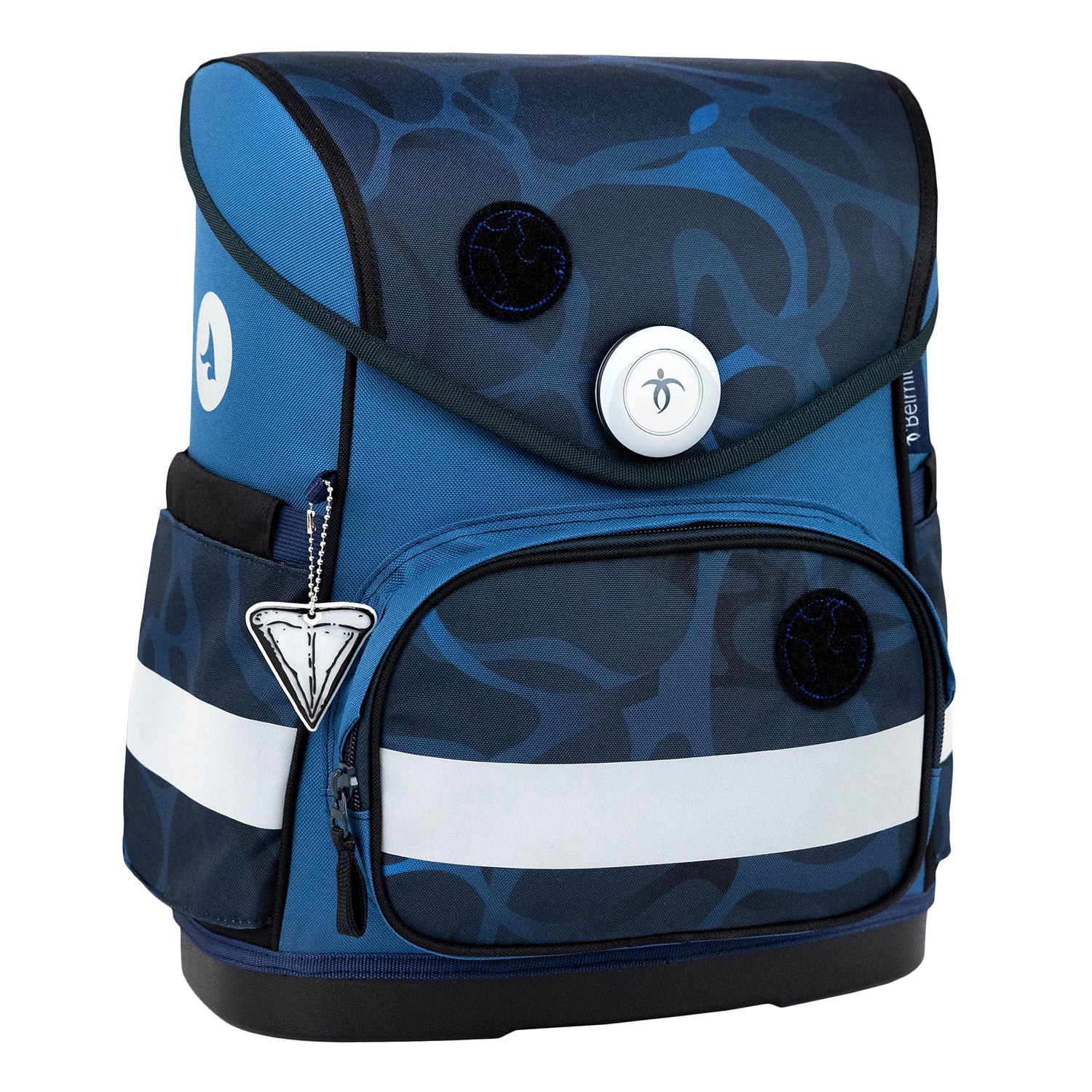 Rear view of the Ergonomic School Bag Set for Boys – Belmil Compact Wave Storm (5 pcs) highlighting breathable back padding for comfort.