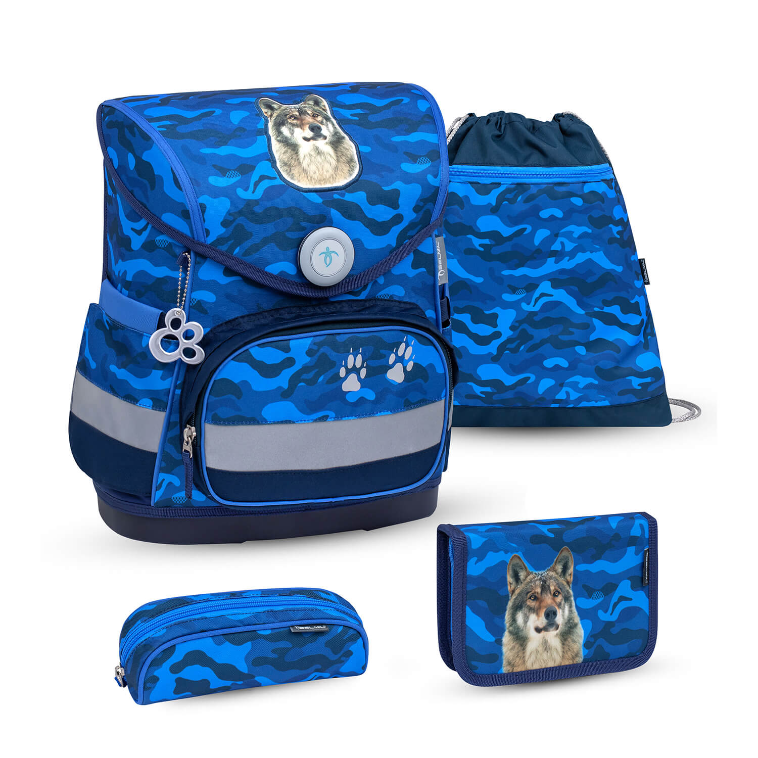 Compact Alpha Wolf schoolbag set 4 pcs