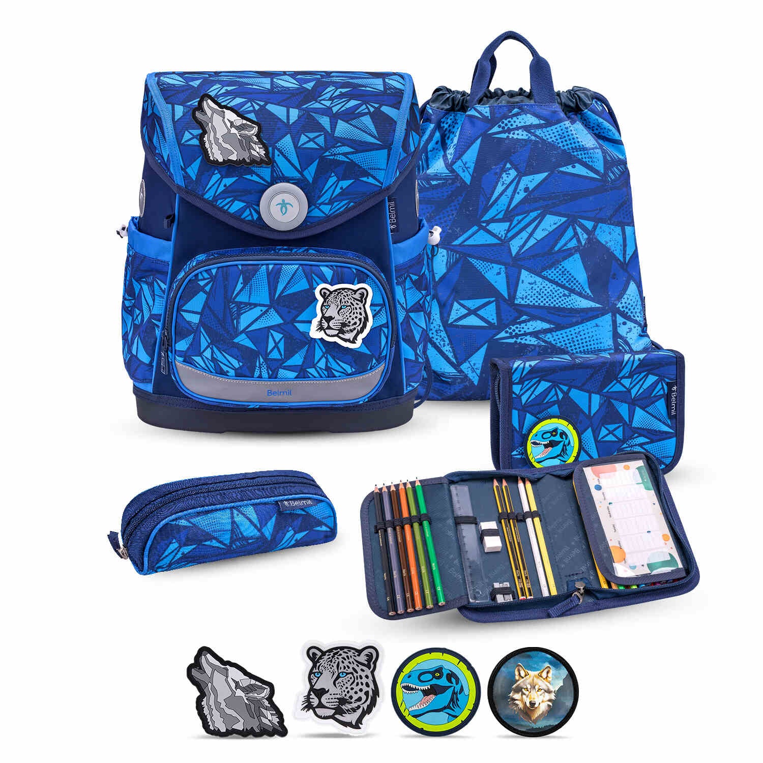 Premium Compact Plus Glacier Blue Schoolbag set 5pcs.