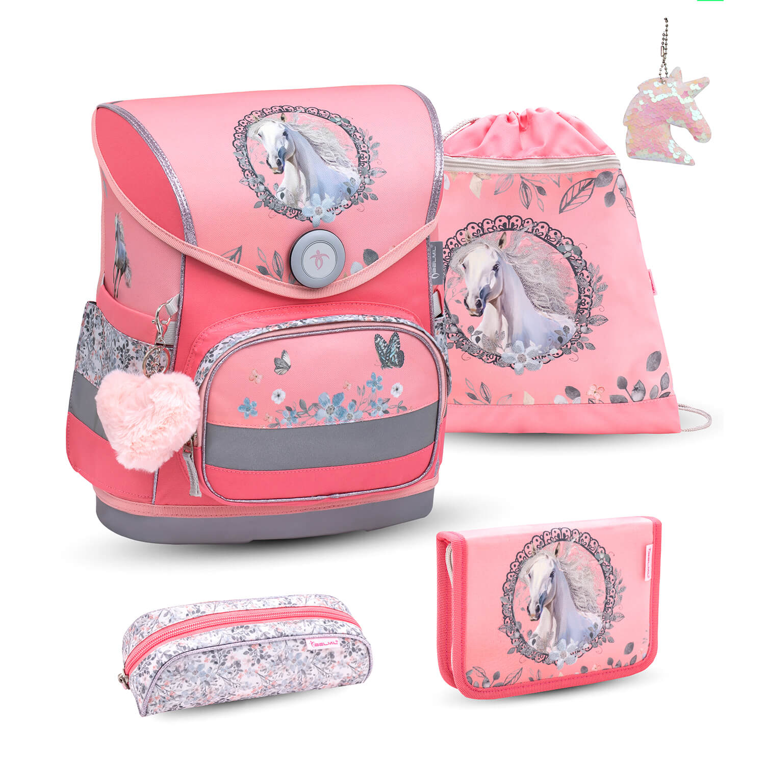 Compact Horse Snowflake schoolbag set 5 pcs with GRATIS keychain