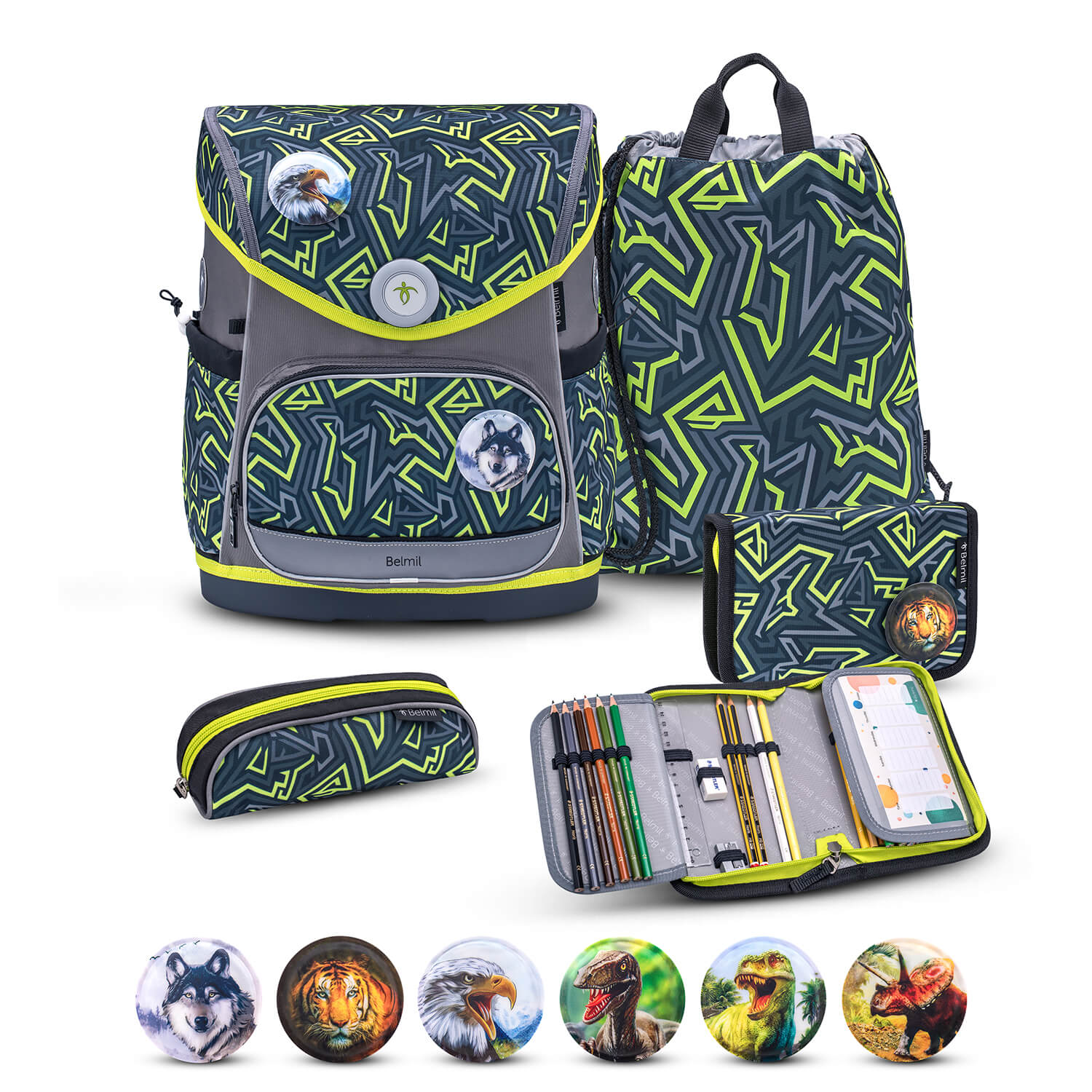 Premium Compact Plus Iguana Schoolbag set 5pcs.