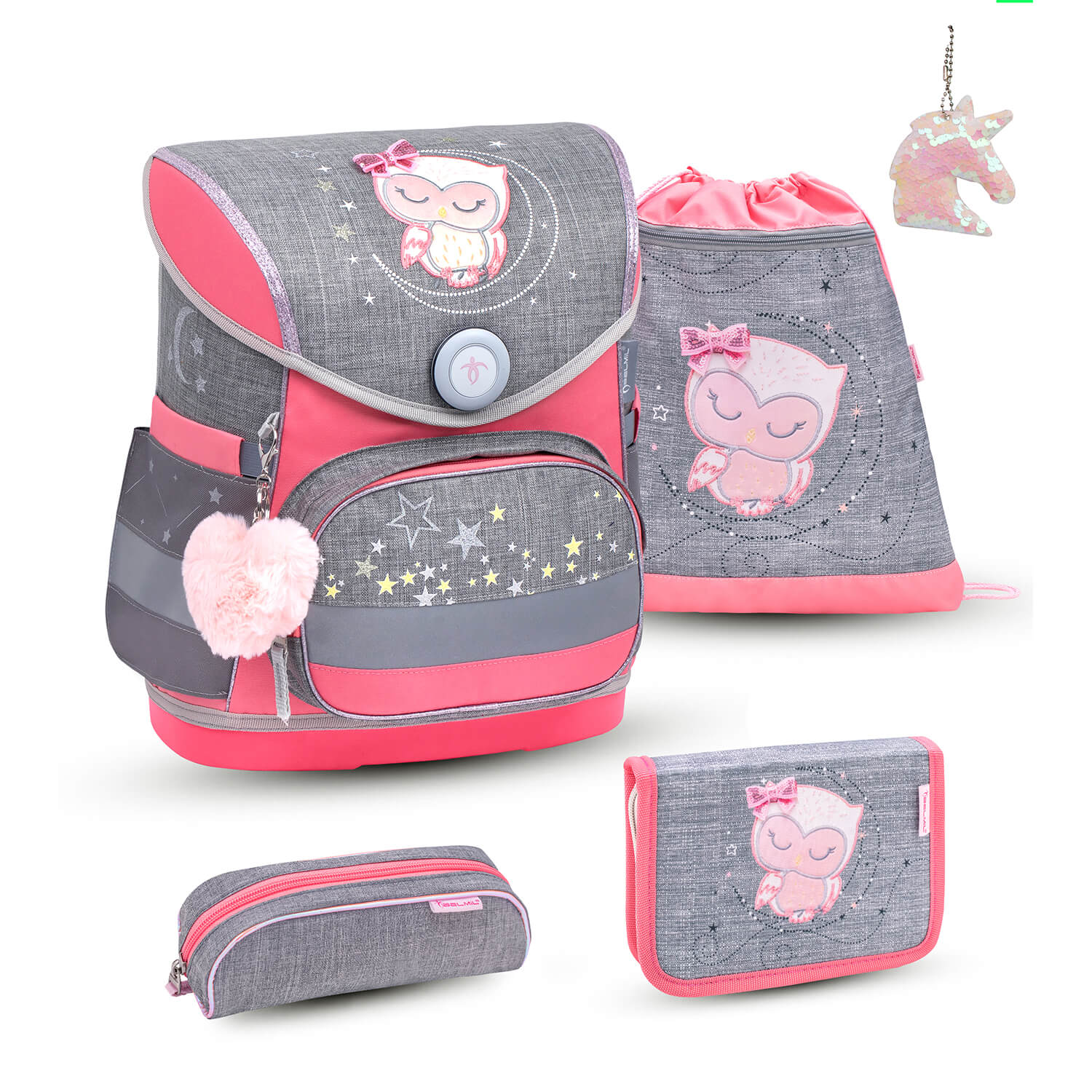 Compact Little Owl schoolbag set 5 pcs with GRATIS keychain