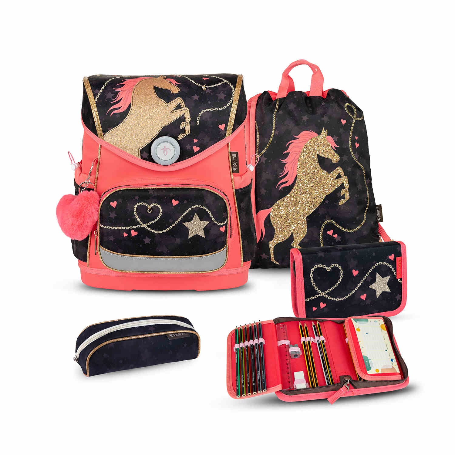 Premium Compact Plus Stardust Schoolbag set 5pcs.