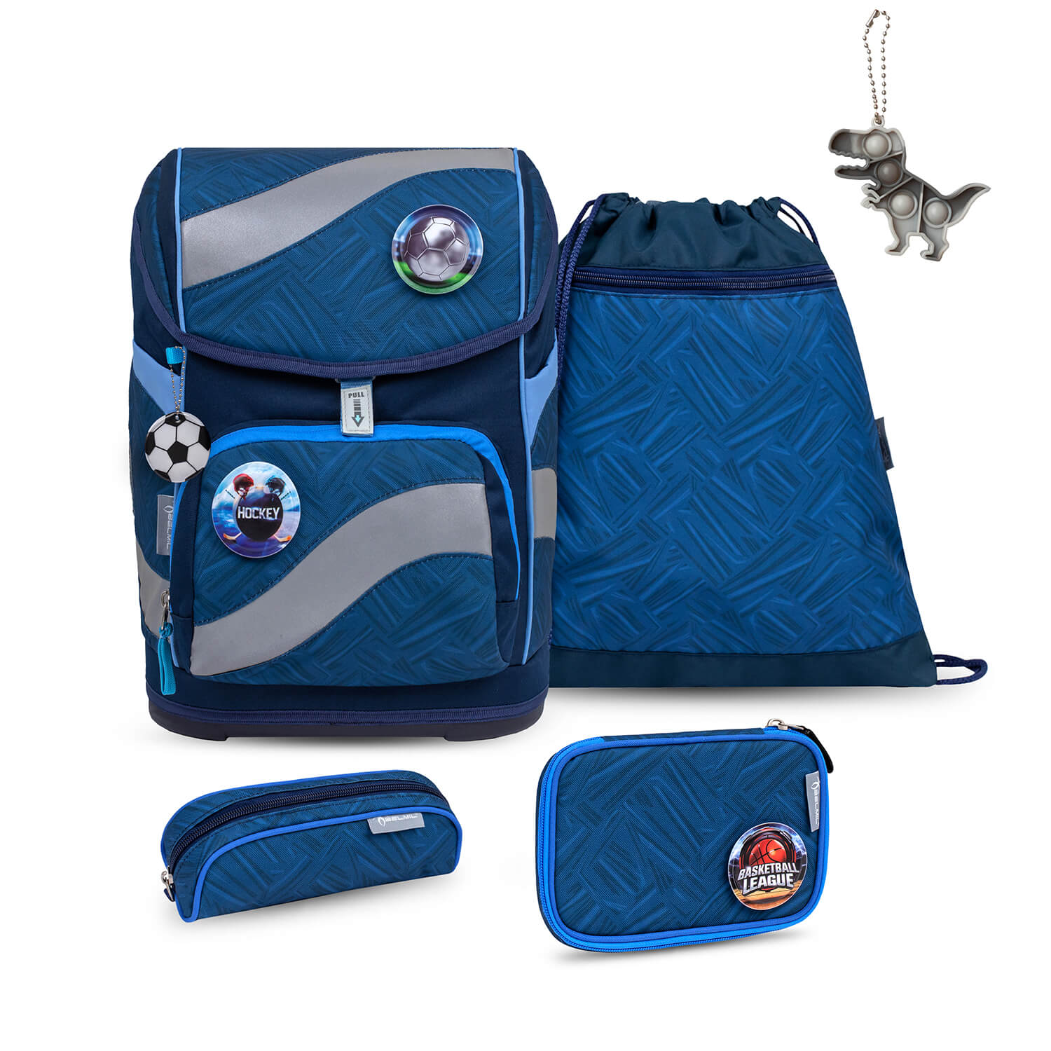 Smarty Blue Motion schoolbag set 6 pcs with GRATIS keychain