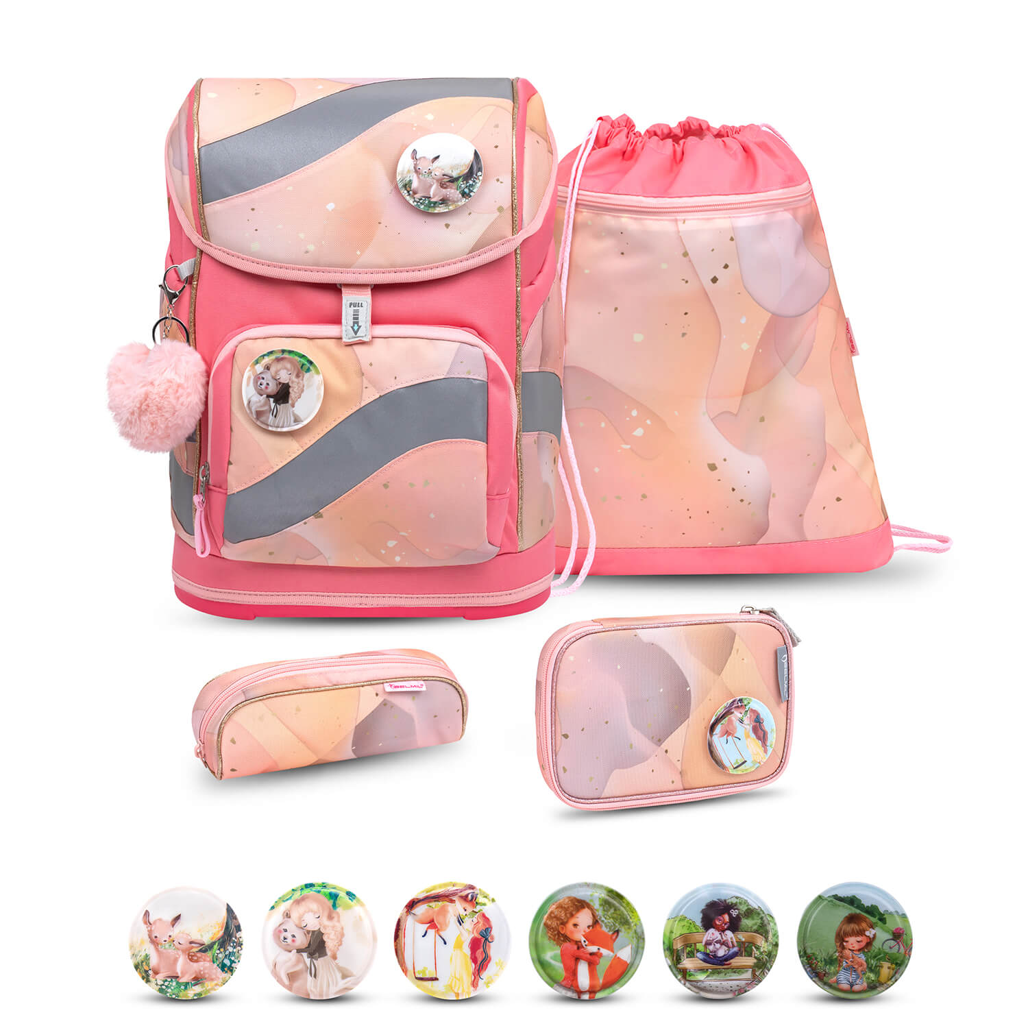 Smarty Marble schoolbag set 5 pcs