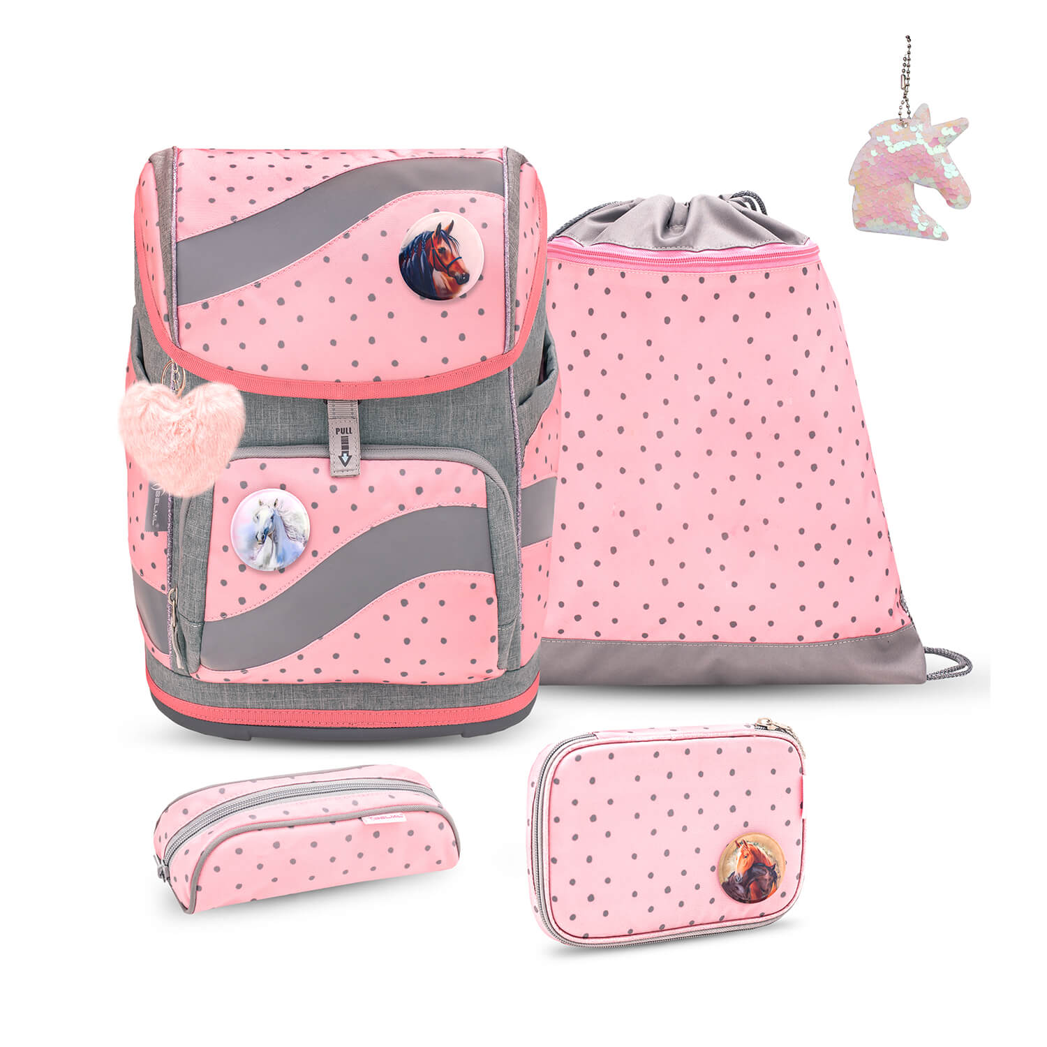 Smarty Pink Dots 2 schoolbag set 6 pcs with GRATIS keychain
