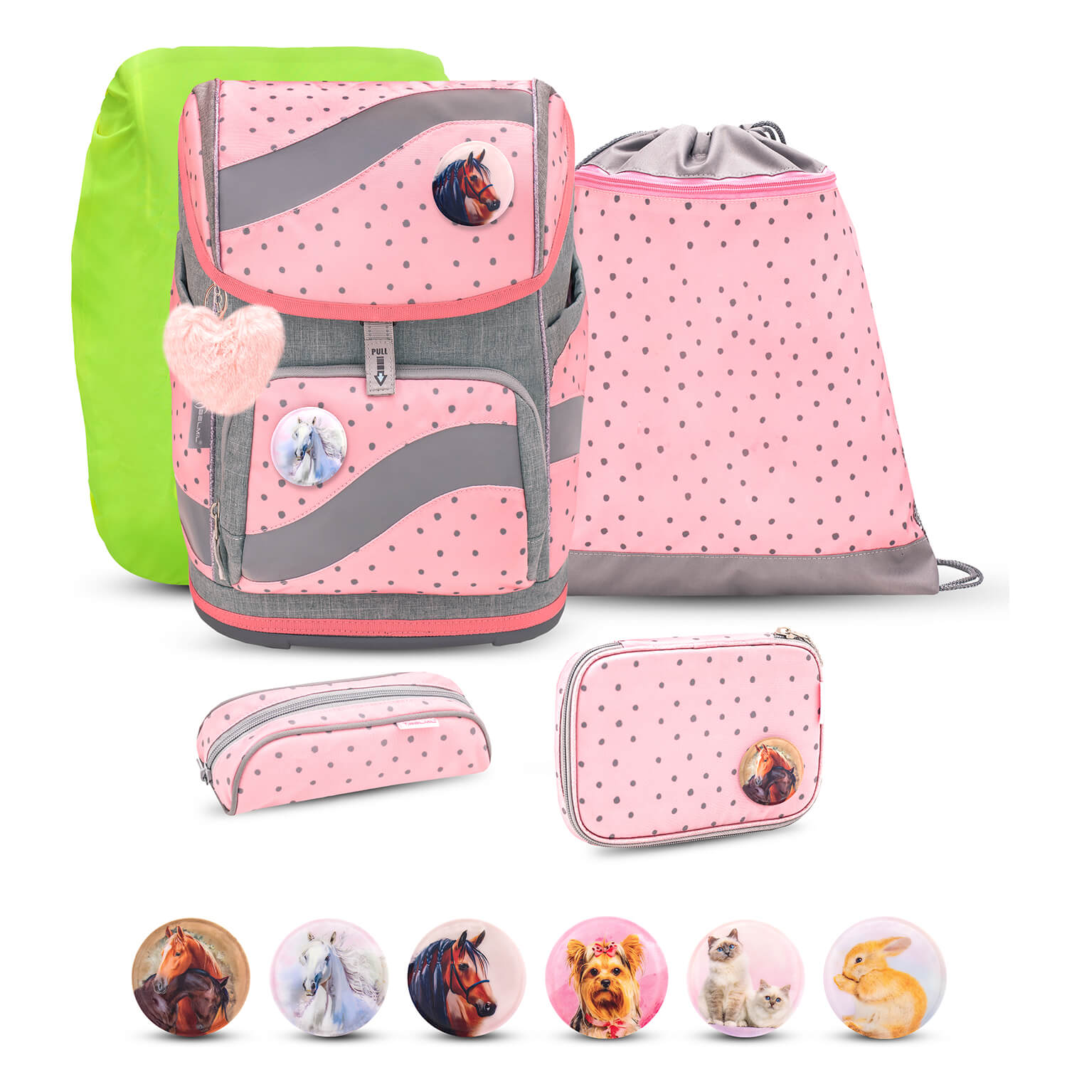 Smarty Pink Dots 2 schoolbag set 6 pcs