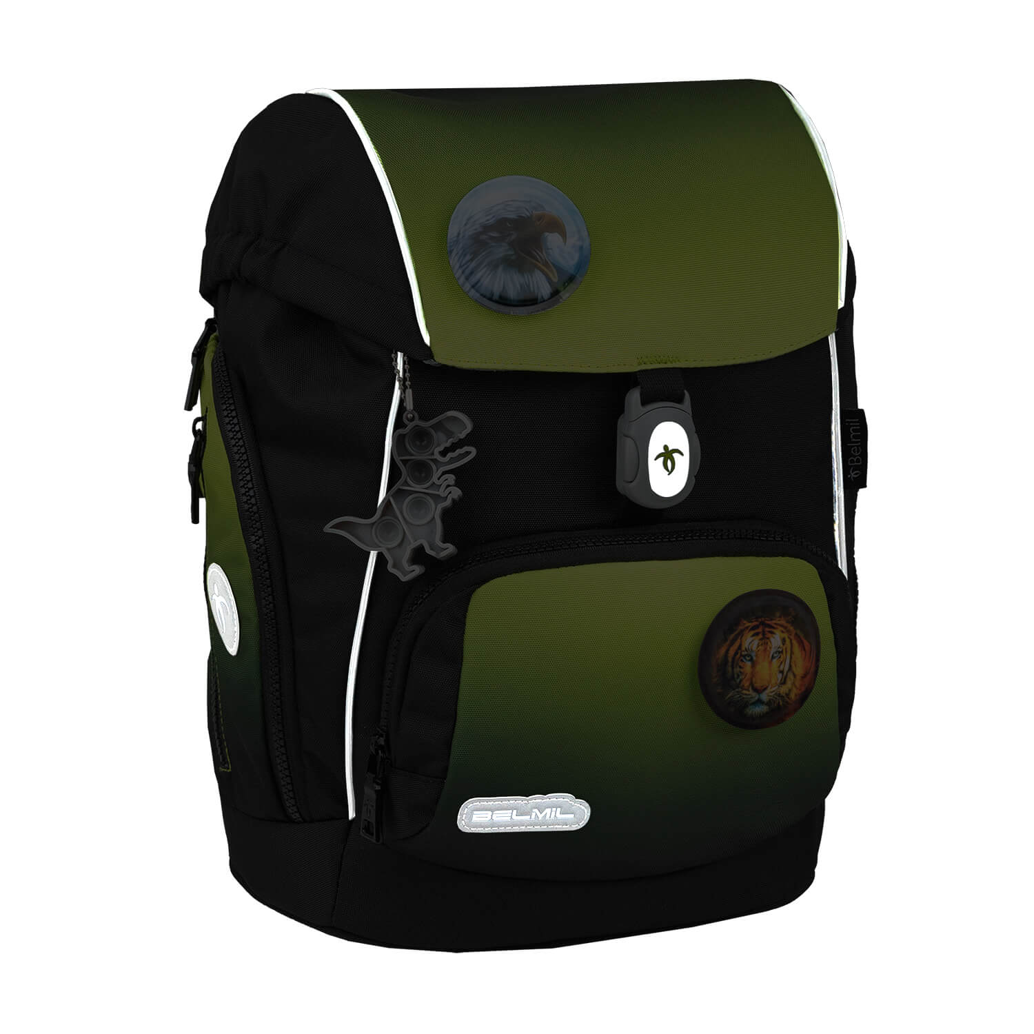 Premium Comfy Plus Black Green Schoolbag set 5pcs.
