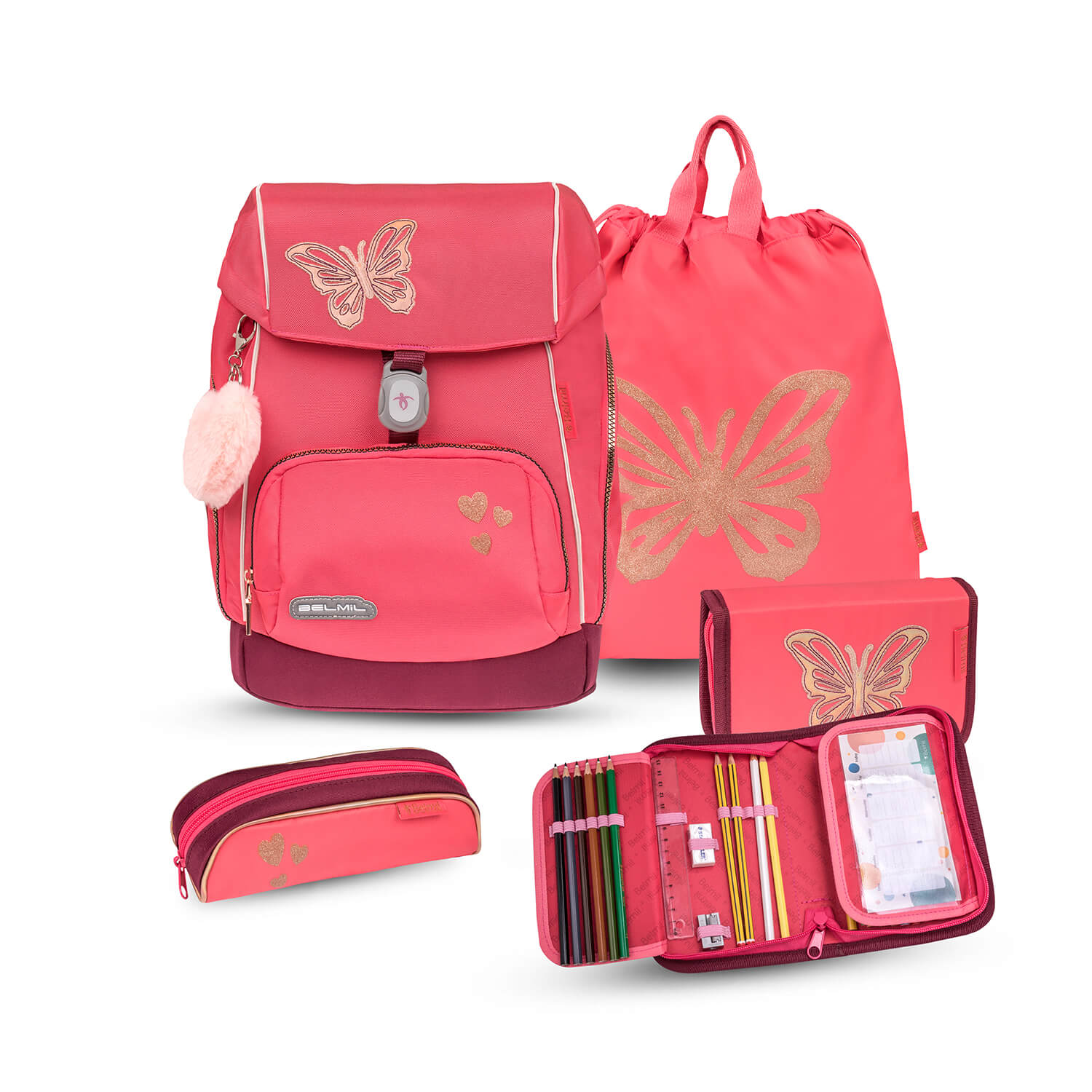 Premium Comfy Plus Coral Schoolbag set 5pcs.