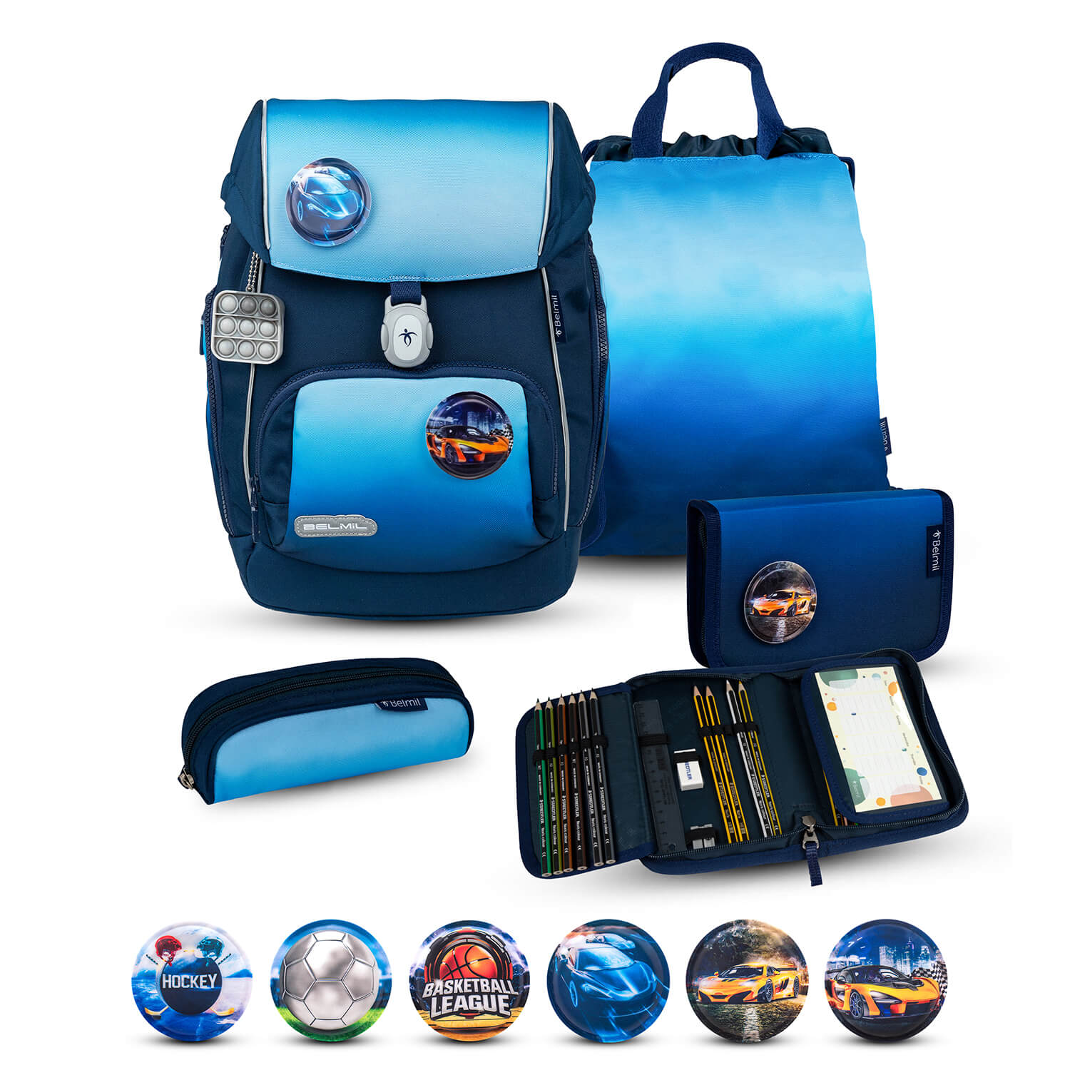 Premium Comfy Plus Blue Navy Schoolbag set 5pcs.