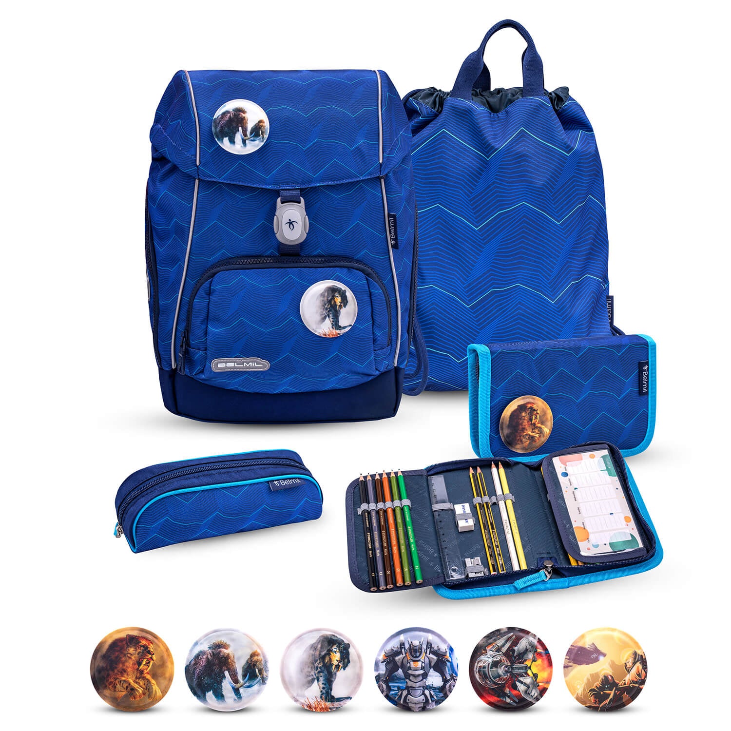 Premium Comfy Plus Estate Blue Schoolbag set 5pcs.