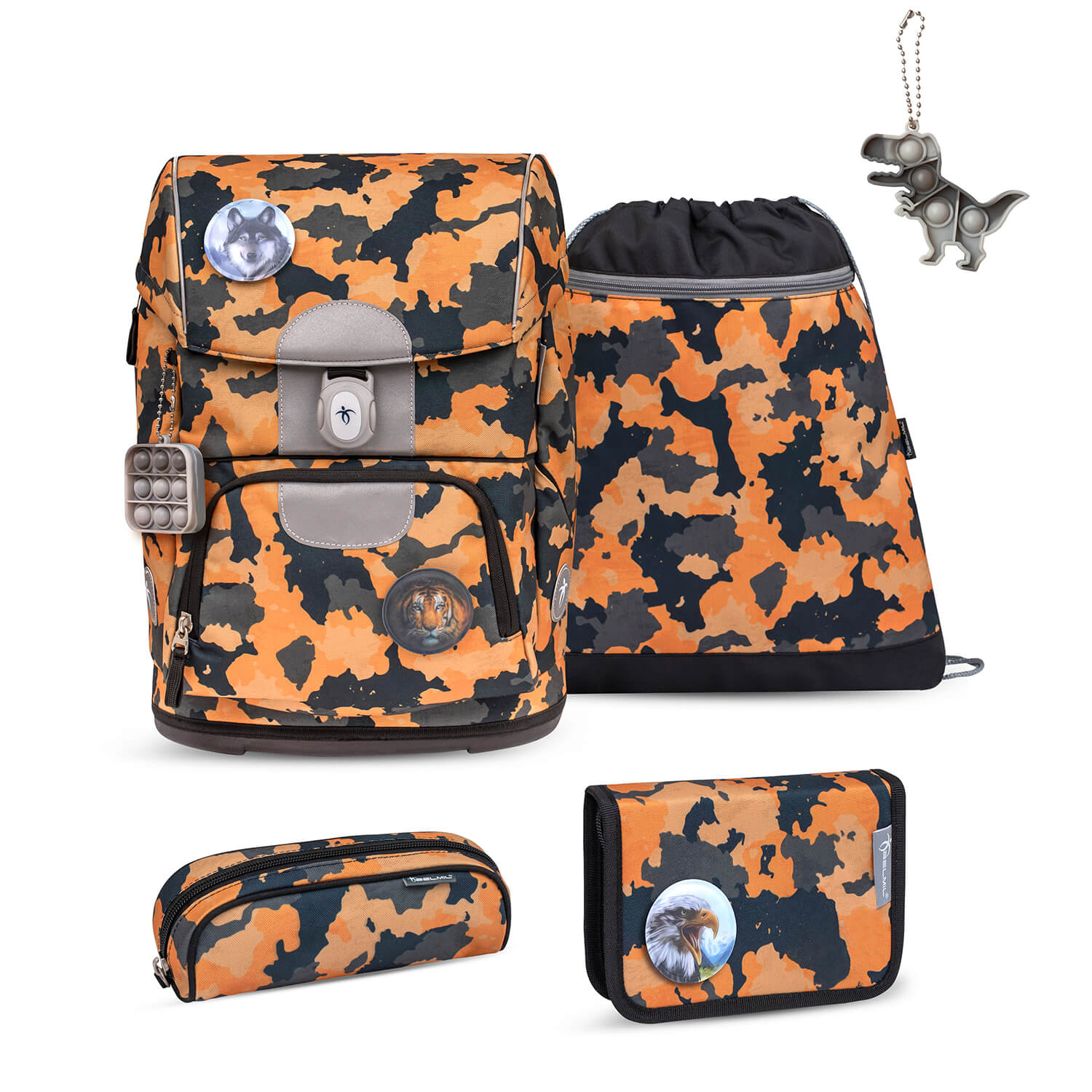 Motion Orange Camouflage schoolbag set 6 pcs with GRATIS keychain