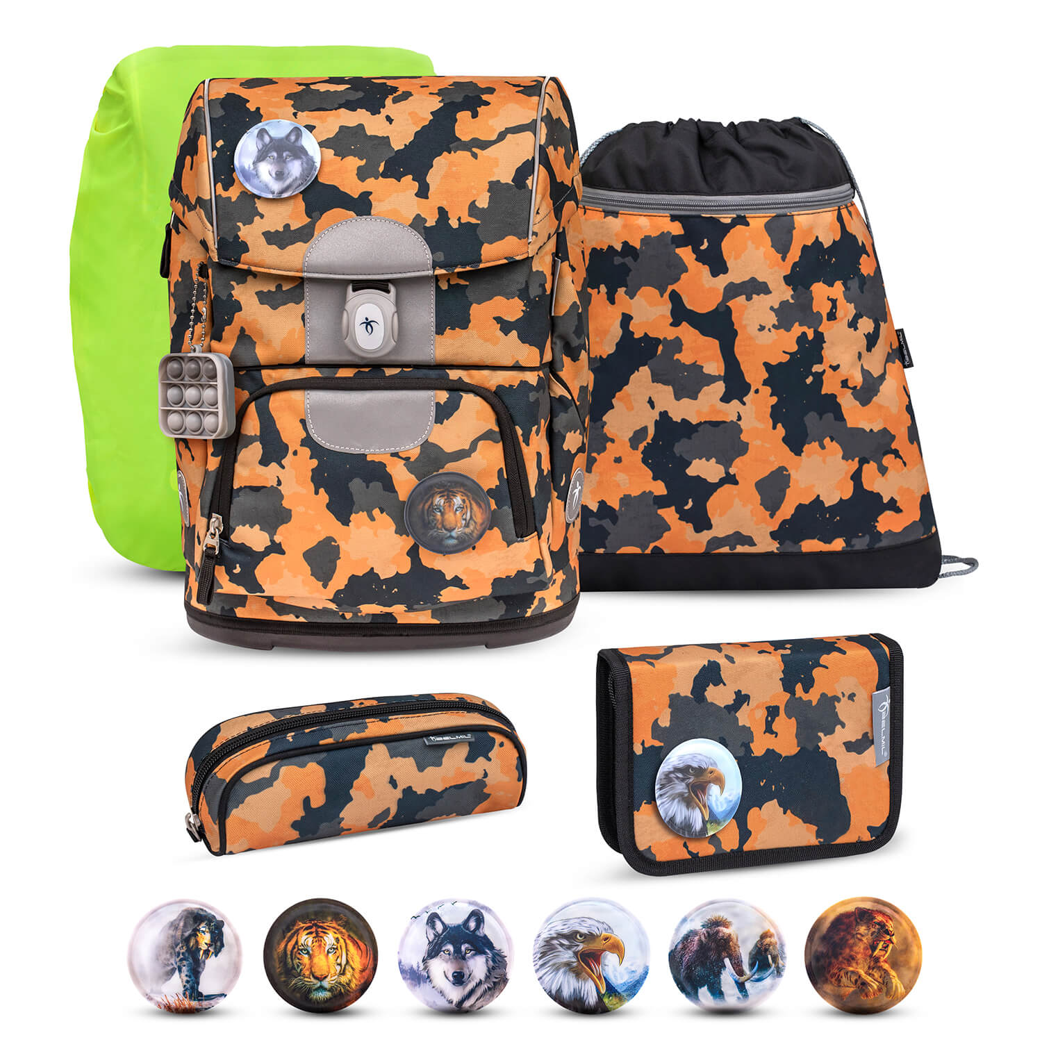 Motion Orange Camouflage schoolbag set 6 pcs