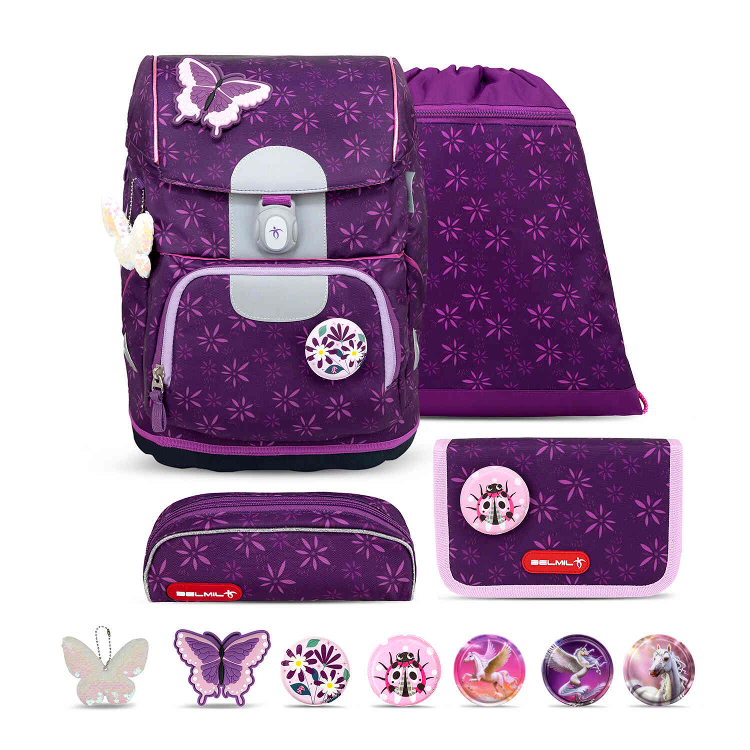 Motion Purple Spring Schoolbat set 4 pcs.