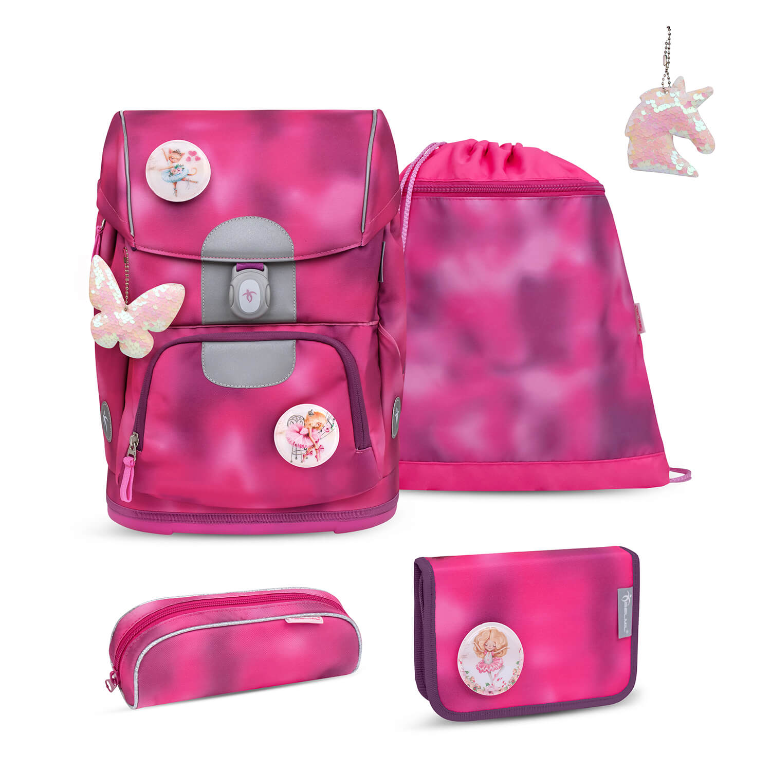 Motion Shiny Pink schoolbag set 6 pcs with GRATIS keychain
