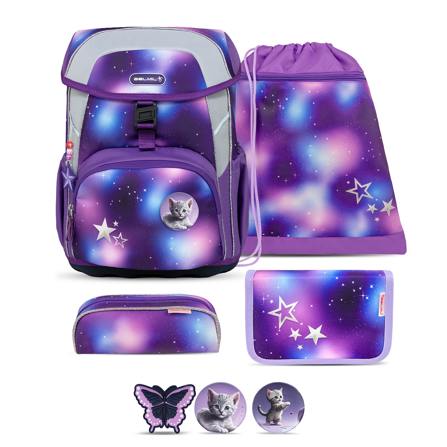 Ergonomic School Bag Set for Girls – Belmil Maxi Shining Fairy School Bag Set 5 pcs featuring lightweight design for comfort and style.