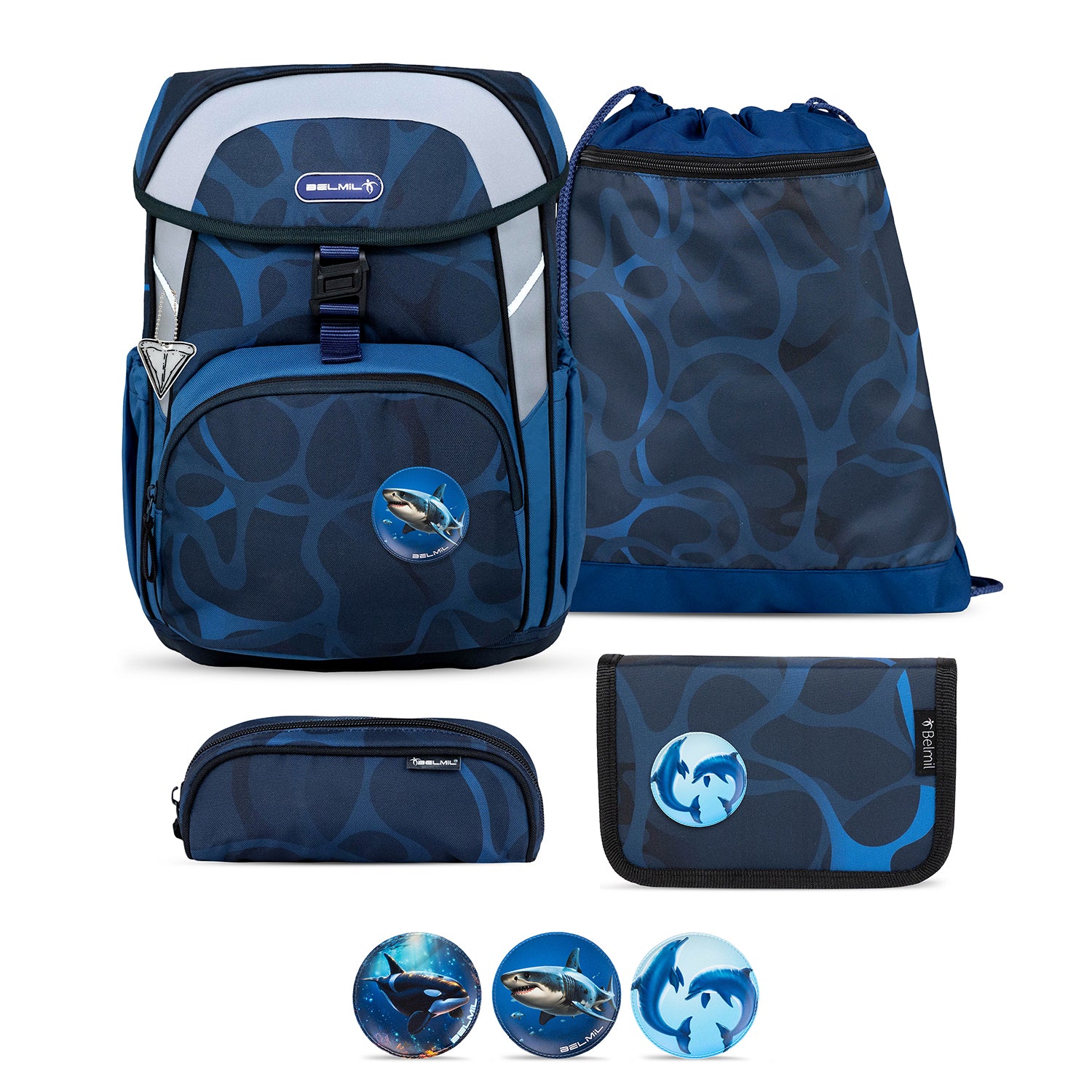 Ergonomische Schulranzen-Set für Jungen – Belmil Maxi Wave Storm (5-teilig)