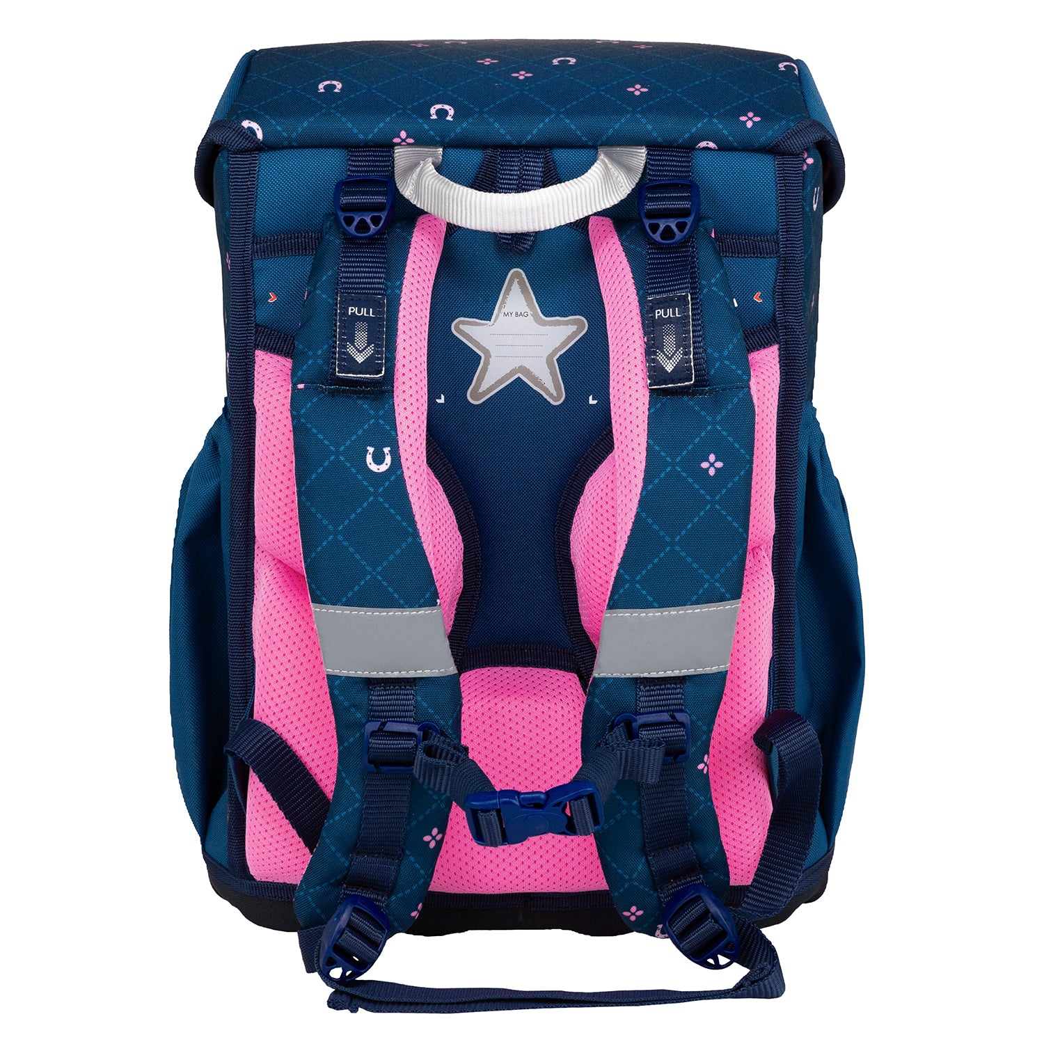 The complete Belmil Maxi Pack 'Meet your Horses' school back set for girls, highlighting its magical design and 5-piece versatility.