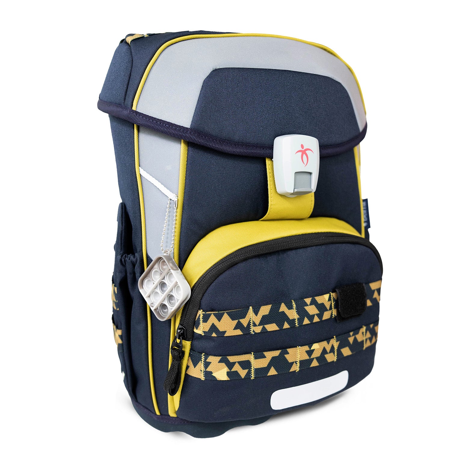 Variety of decorative Velcro patches included in the Premium Belmil School Bag Set for Boys – Maxi Plus Explorer schoolbag set 6 pcs featuring adventurous themes.