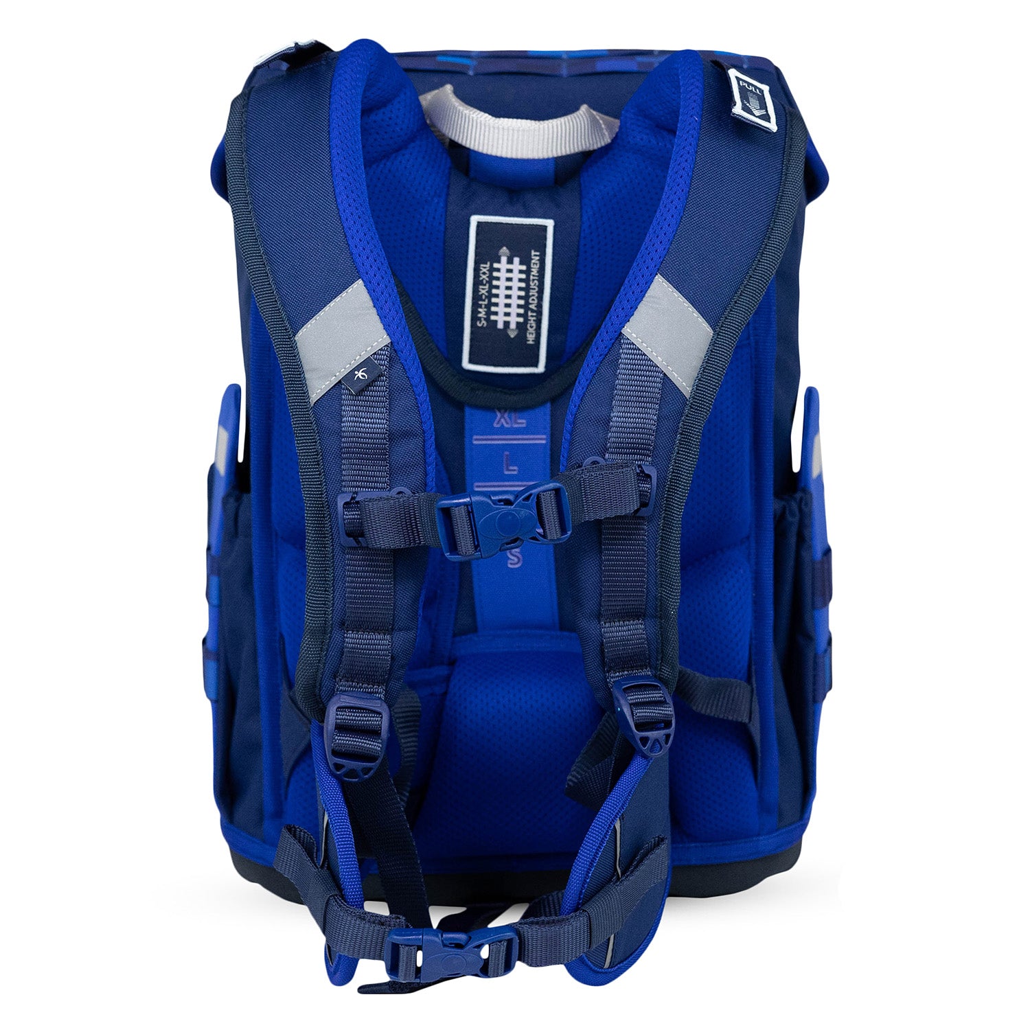 Reflective elements on the Premium Belmil School Bag Set for Boys – Maxi Plus Pixel Storm schoolbag set 6 pcs ensure safety during school commutes.