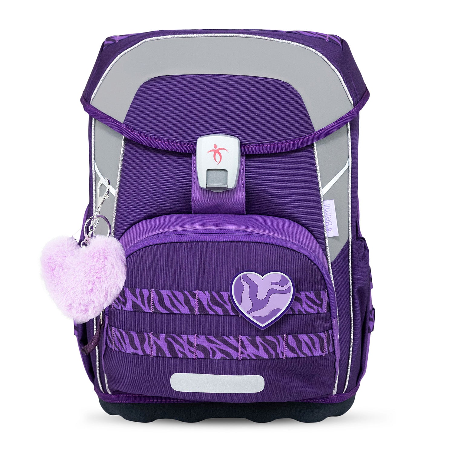 Inside the Premium Belmil School Bag Set for Girls – Maxi Plus "Twilight Charm" schoolbag set + Unicorn Raincoat - 7-piece Set featuring organized compartments and included STABILO® stationery.