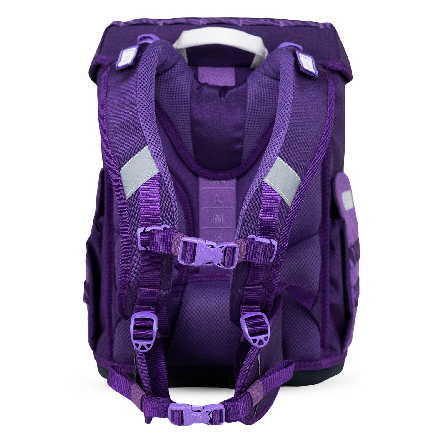 Showcasing the unique Fidlock magnetic buckle on the Premium Belmil School Bag Set for Girls – Maxi Plus "Twilight Charm" schoolbag set + Unicorn Raincoat - 7-piece Set ensuring secure fastening.