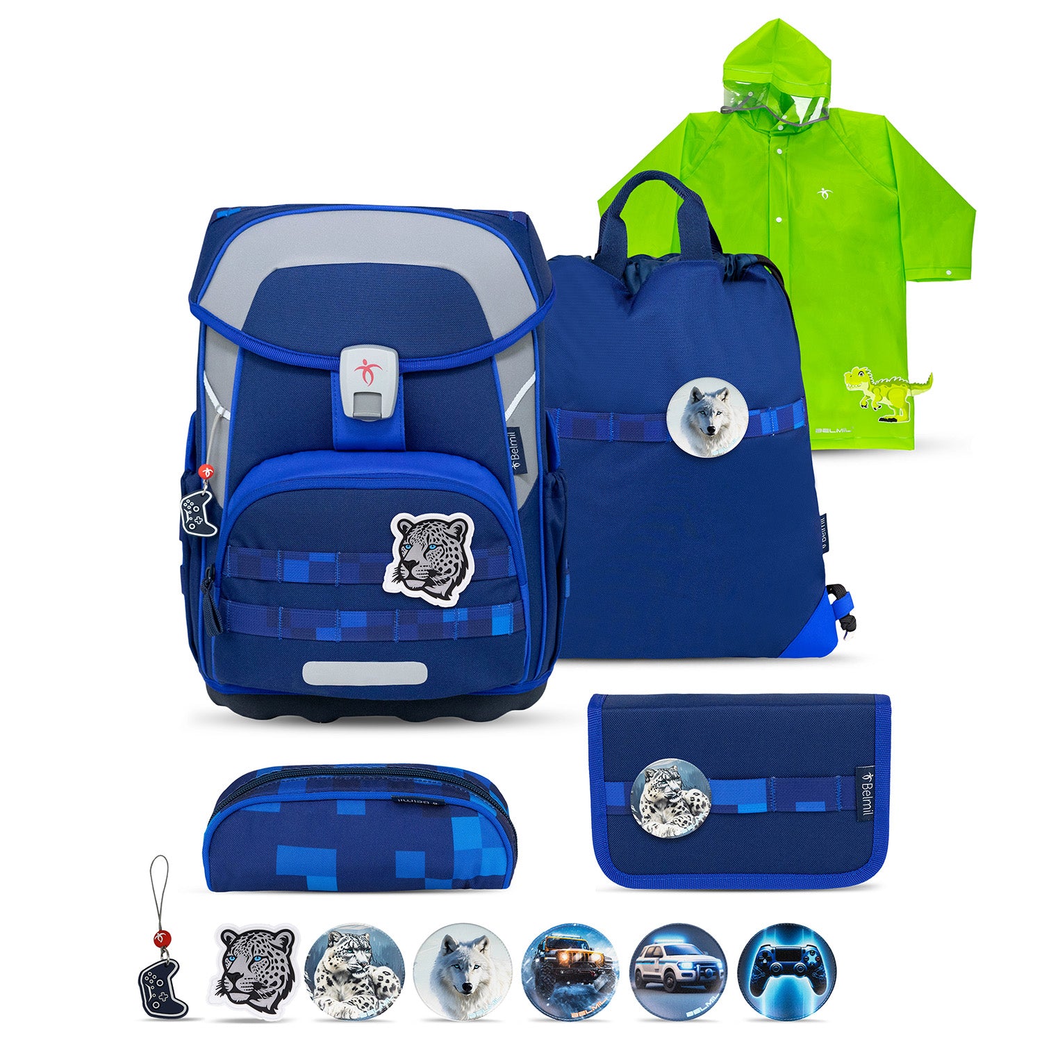 Premium Belmil Schulranzen-Set für Jungen – Maxi Plus Pixel Storm Schulranzen-Set 6-teilig