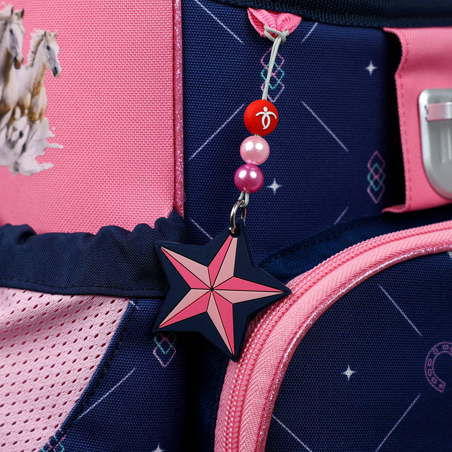 Keychain Navy Blue and Pink Star