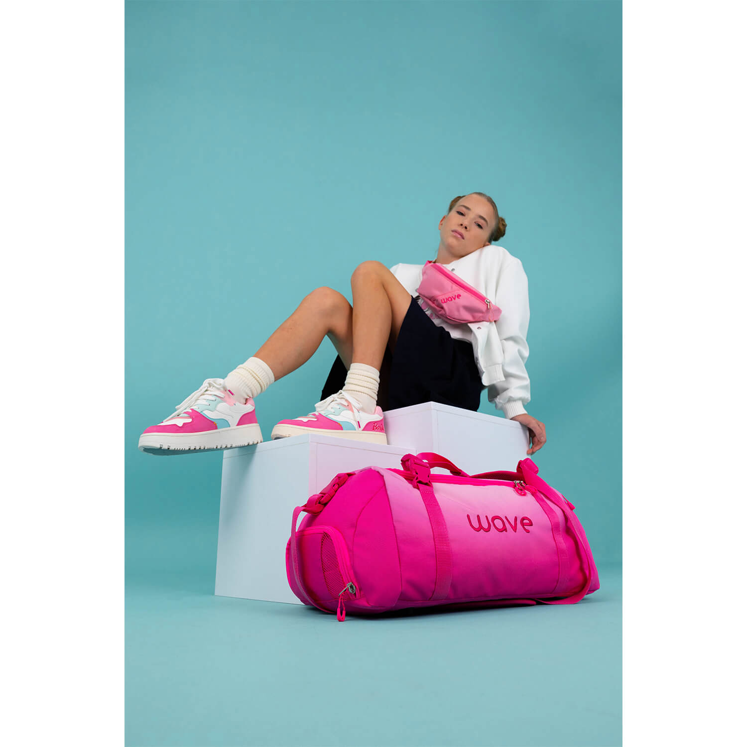 WAVE Sporttasche Ombre Light Pink mit GRATIS Schlamperbox