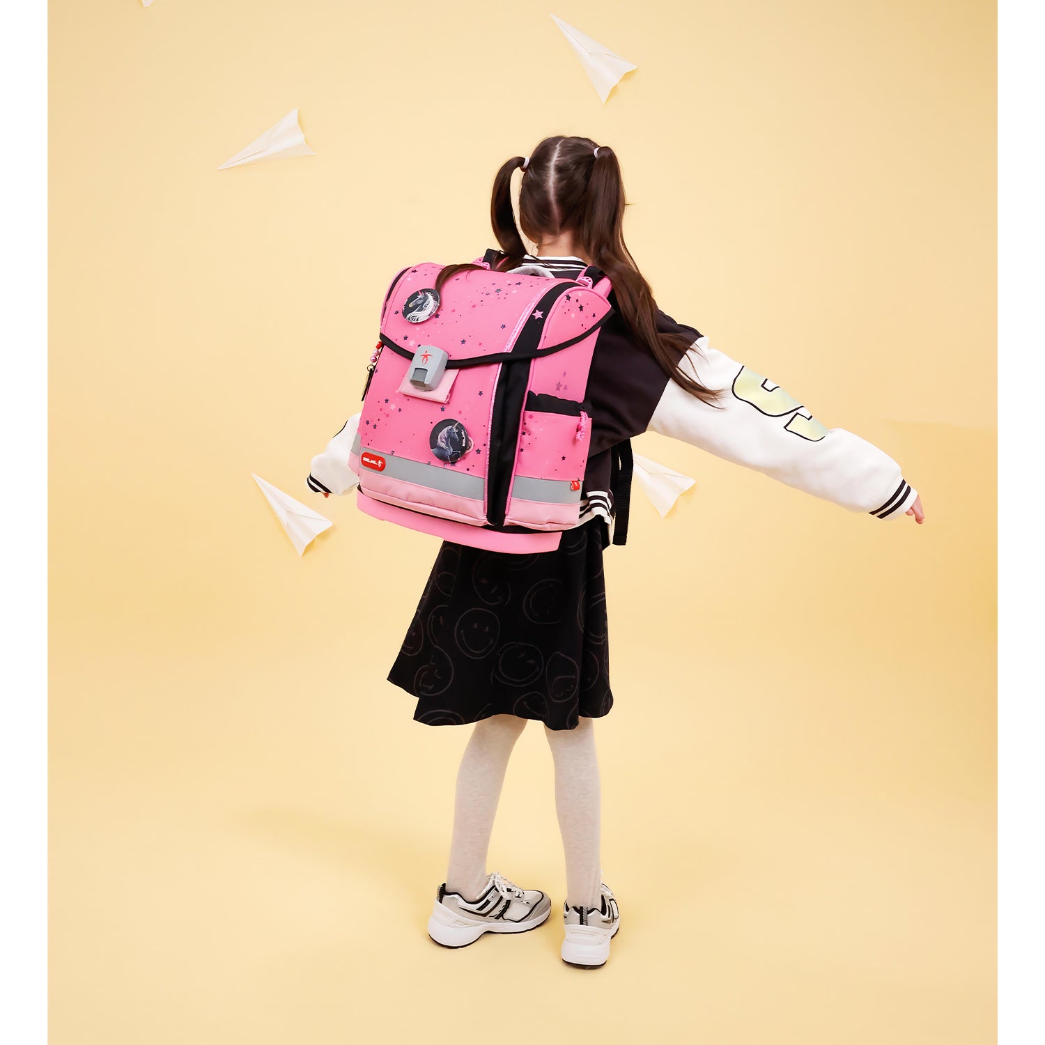 Classy Plus Pink Black schoolbag set 5 pcs