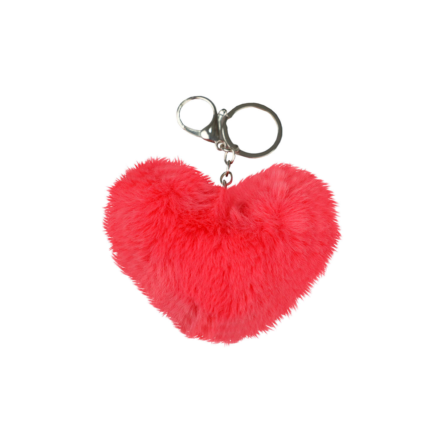 Keychain Heart Hot Pink Fluffy