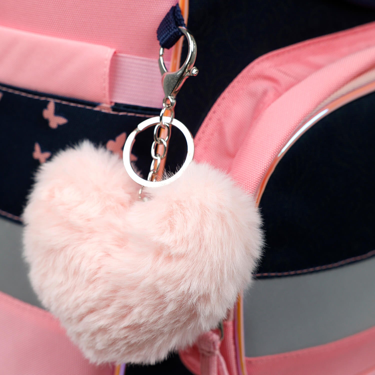 Keychain Light Pink Heart Fluffy