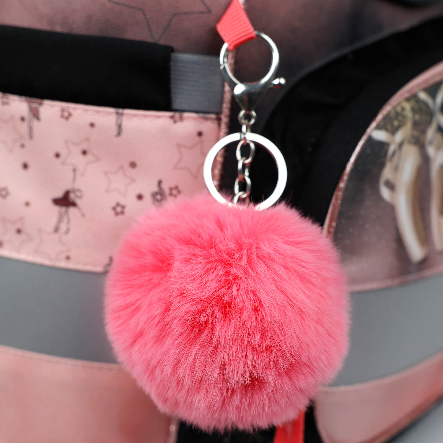 Keychain Pink Ball Fluffy