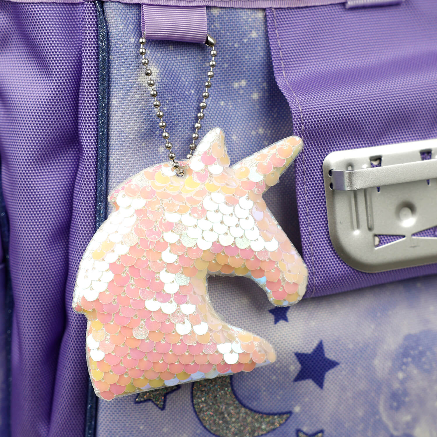 Keychain White And Pink Unicorn Sequin