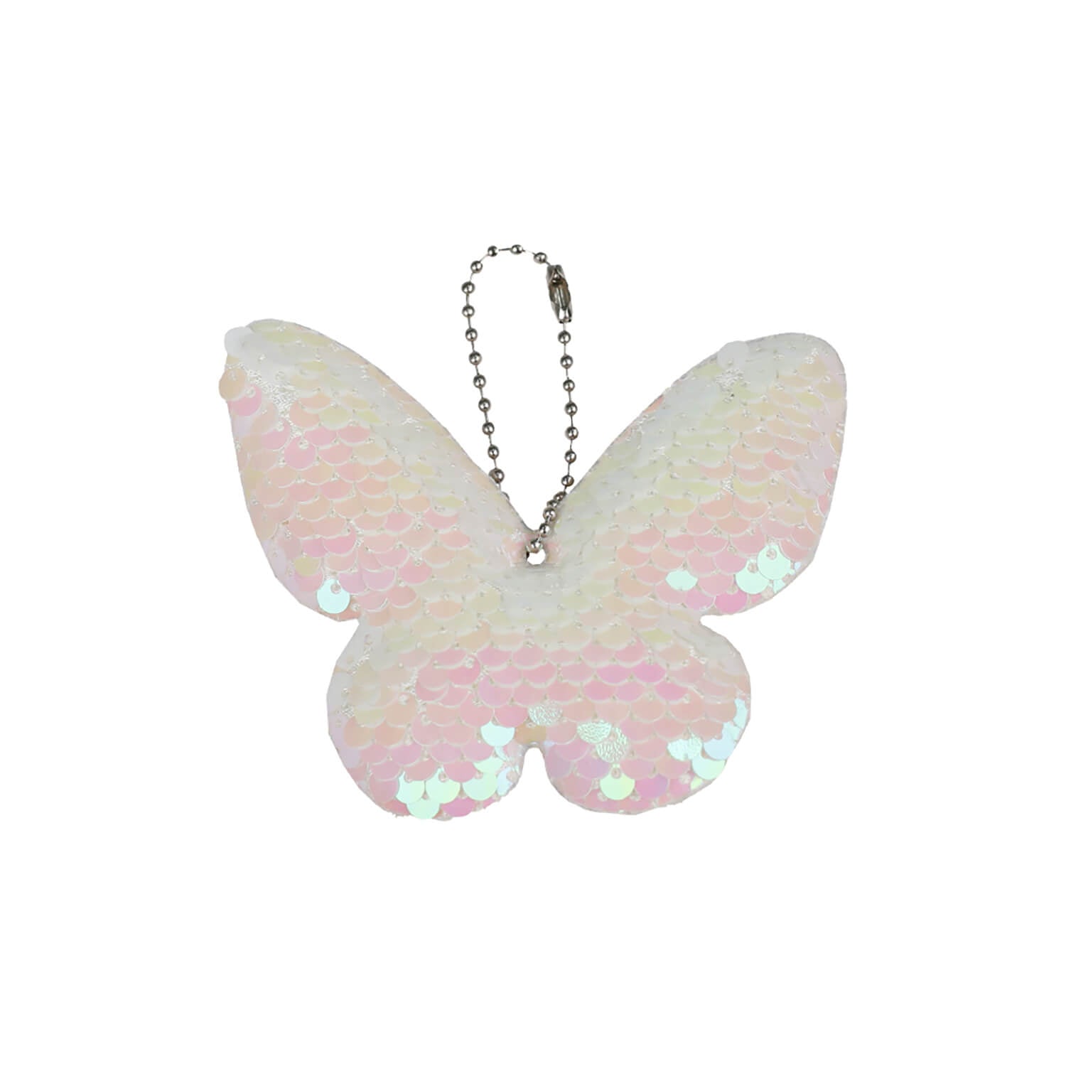 Keychain White Pink Butterfly Sequin