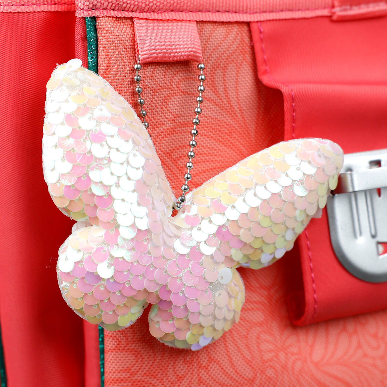 Schlüsselhalter White Pink Butterfly Sequin