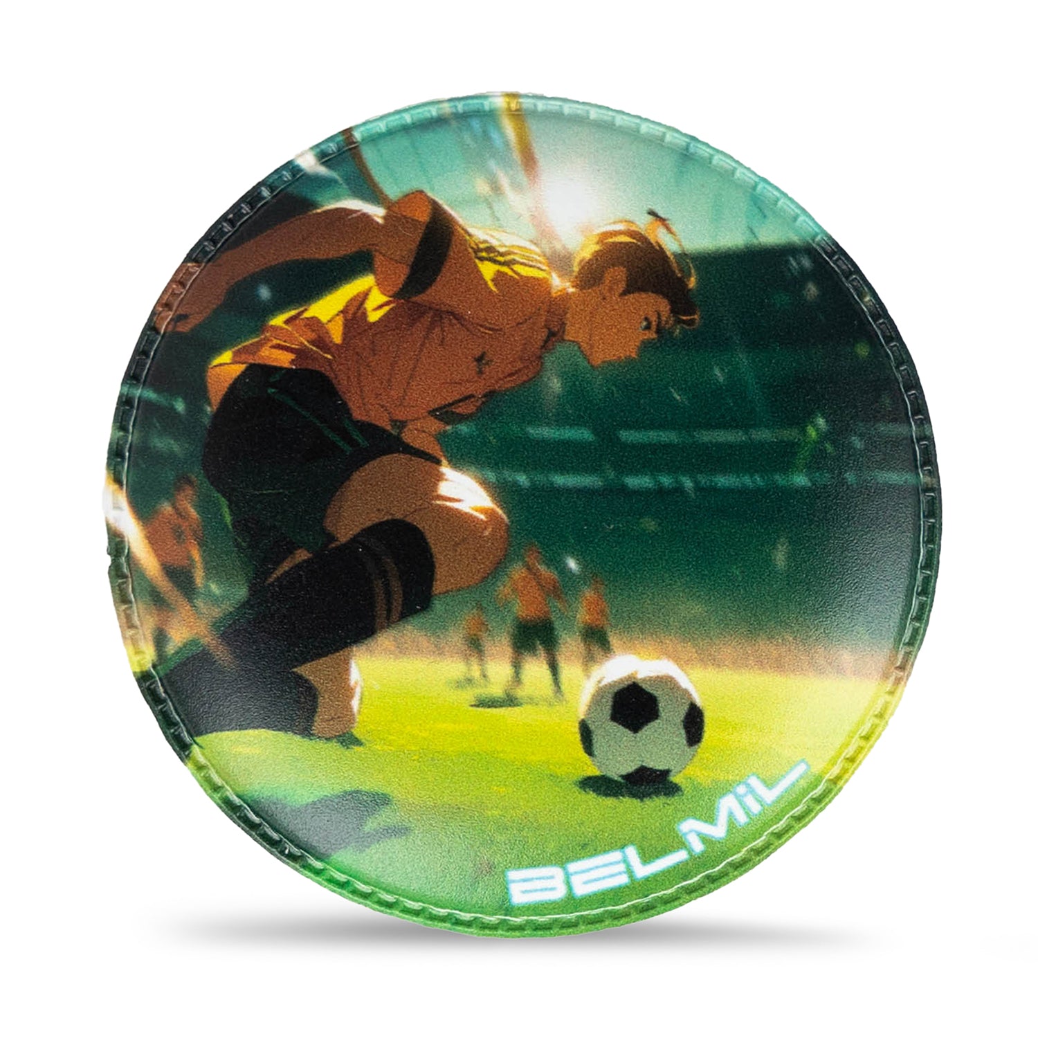 Belmil Patch Set – 3-Piece Velcro Patches 'I love Football' highlighting an exciting action shot of football players.
