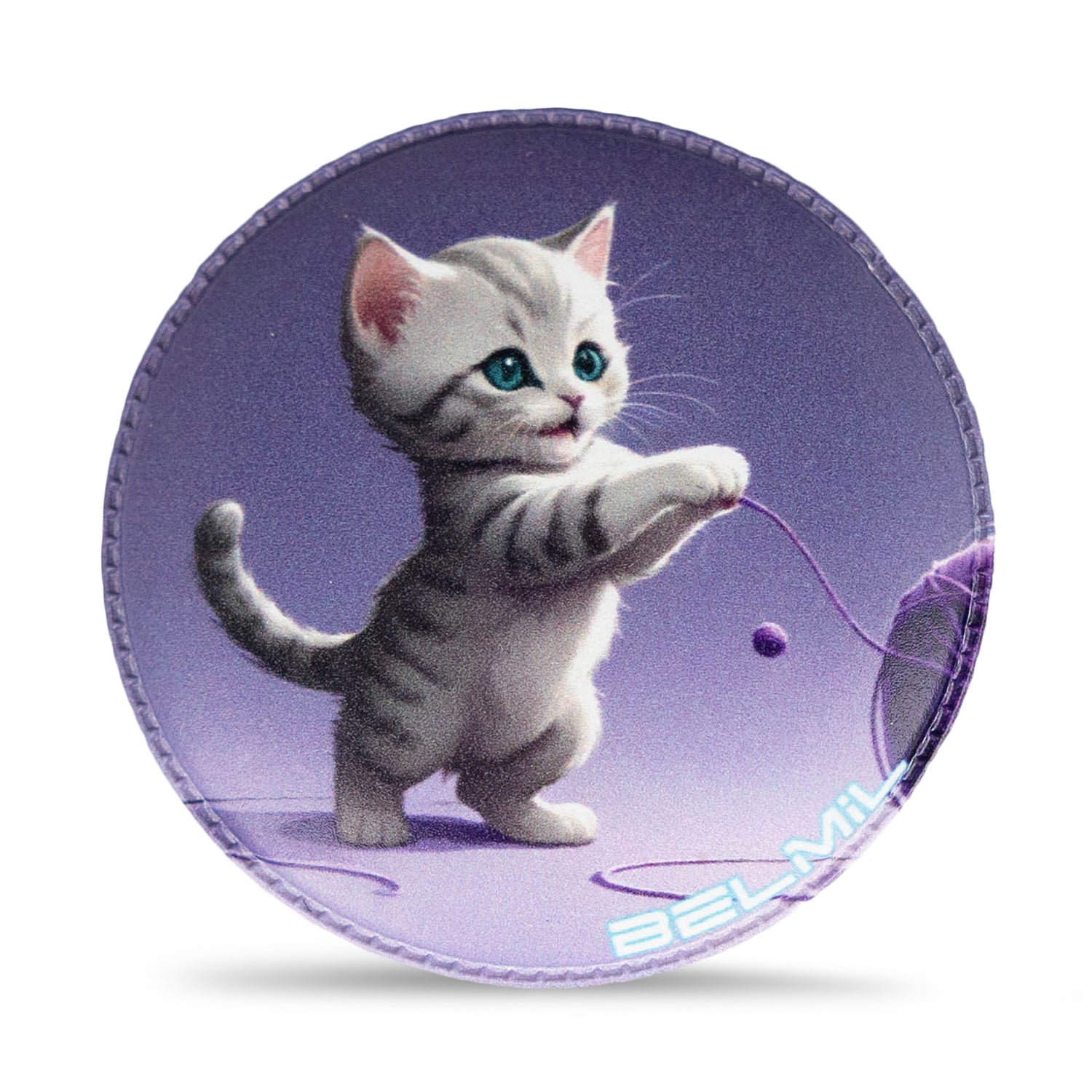 Charming design of the Belmil Patch Set – 3-Piece Velcro Patches "My Purple Pets" showcasing a sweet kitty portrait.