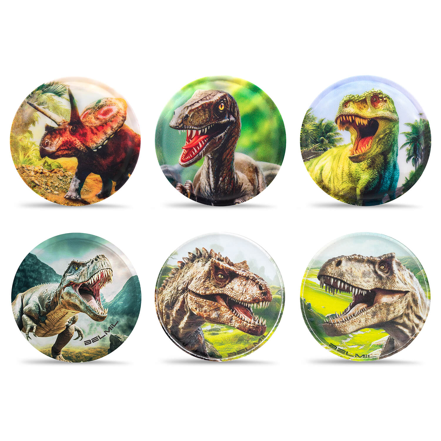 Belmil Patch Set – 6-Piece Velcro Patches "Roaring Dinos"
