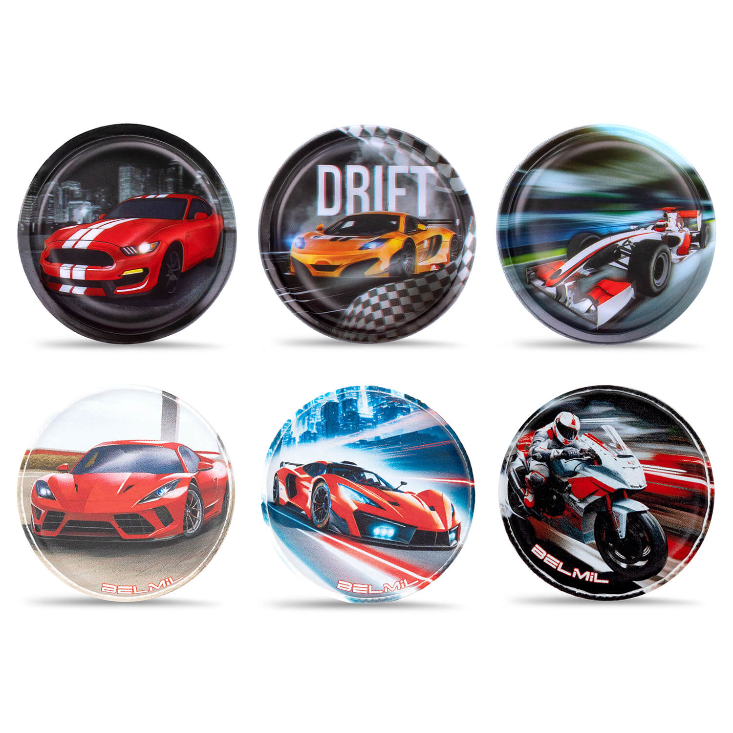 Belmil Patch Set – 6-Piece Velcro Patches "Speed Rush"