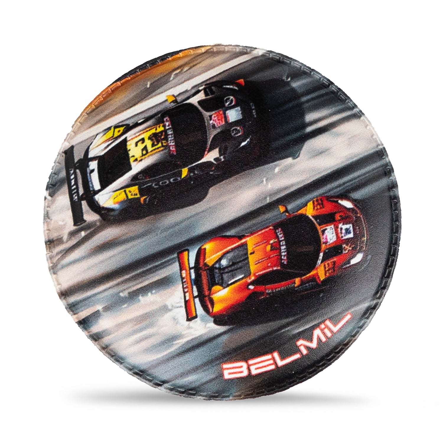 Belmil Patch Set – 3-Piece Velcro Patches "Speed Race" highlighting self-adhesive Velcro back for easy repositioning on bags.
