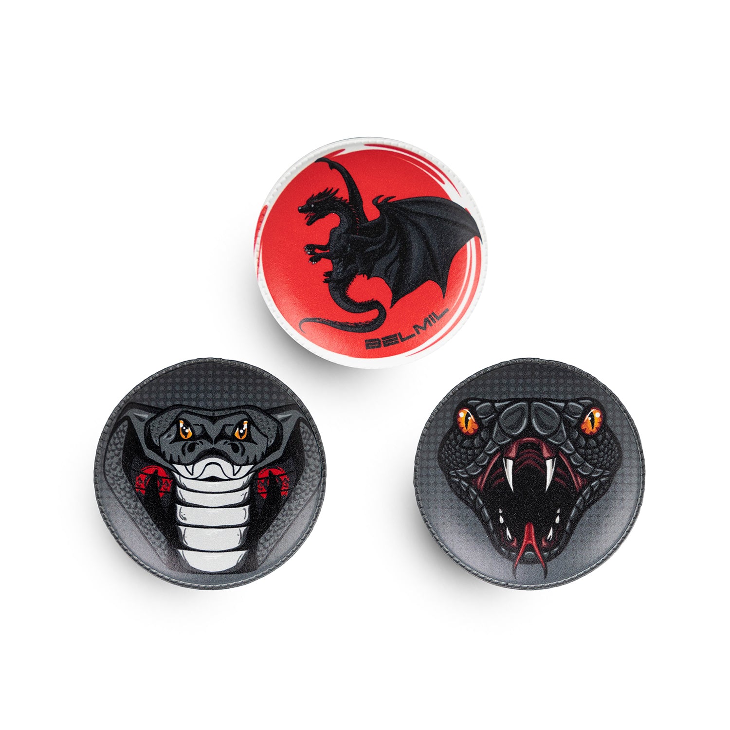 Belmil Patch Set – 3-Piece Velcro Patches "Reptile" featuring vibrant reptile designs perfect for personalizing accessories.