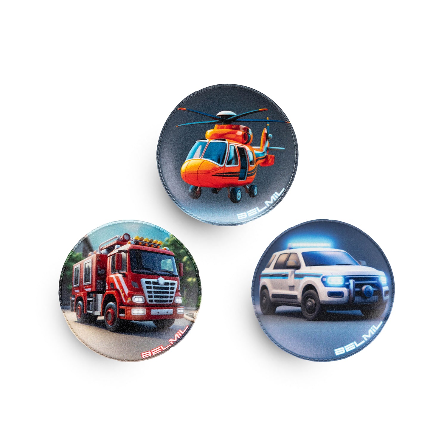Belmil Patch Set – 3-Piece Velcro Patches 'Rescue Team' featuring vibrant rescue helicopter patch, perfect for personalizing backpacks.
